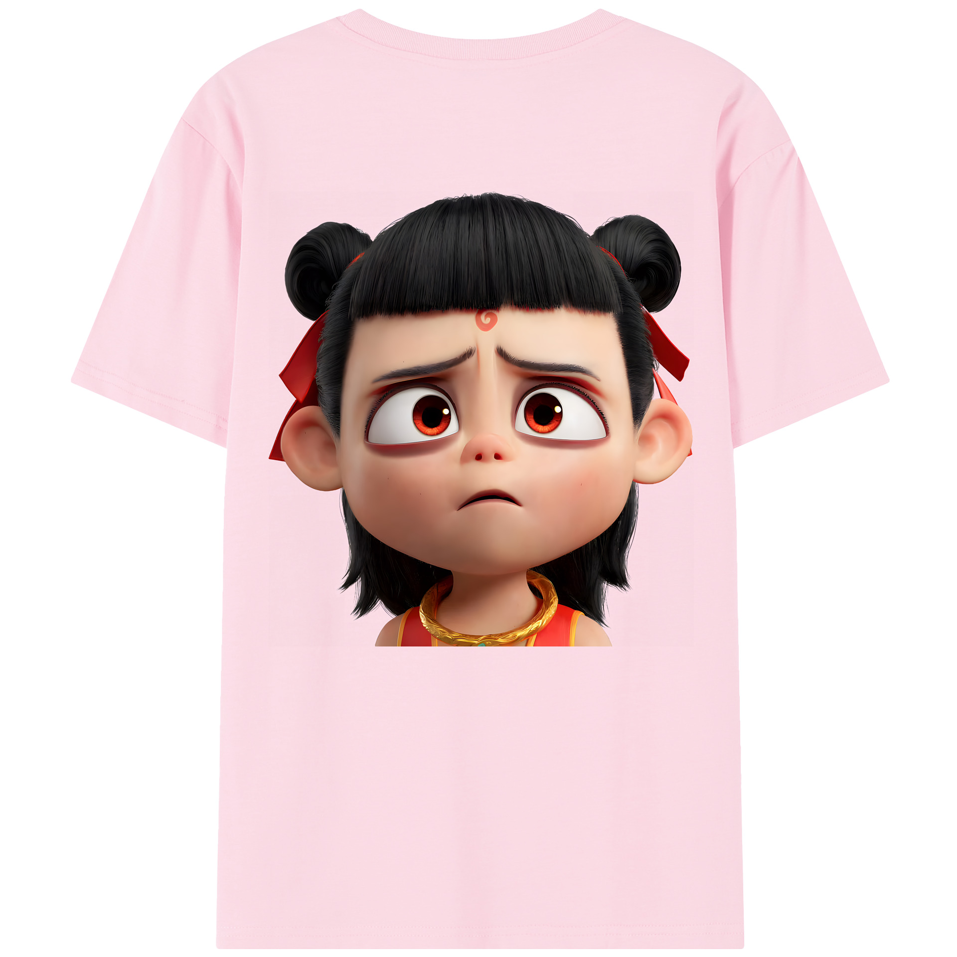 （画像用） Ne Zha 2 ナタ 魔童の大暴れ 綿100％半袖Tシャツ（背面プリント）