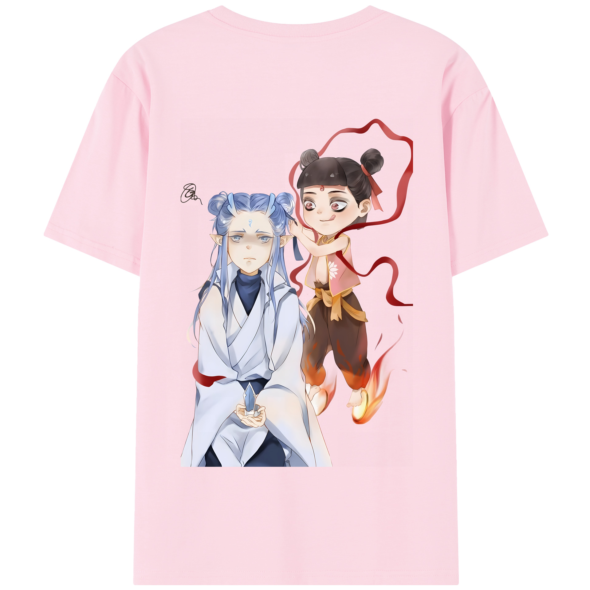 （画像用） Ne Zha 2 ナタ 魔童の大暴れ 綿100％半袖Tシャツ（背面プリント）