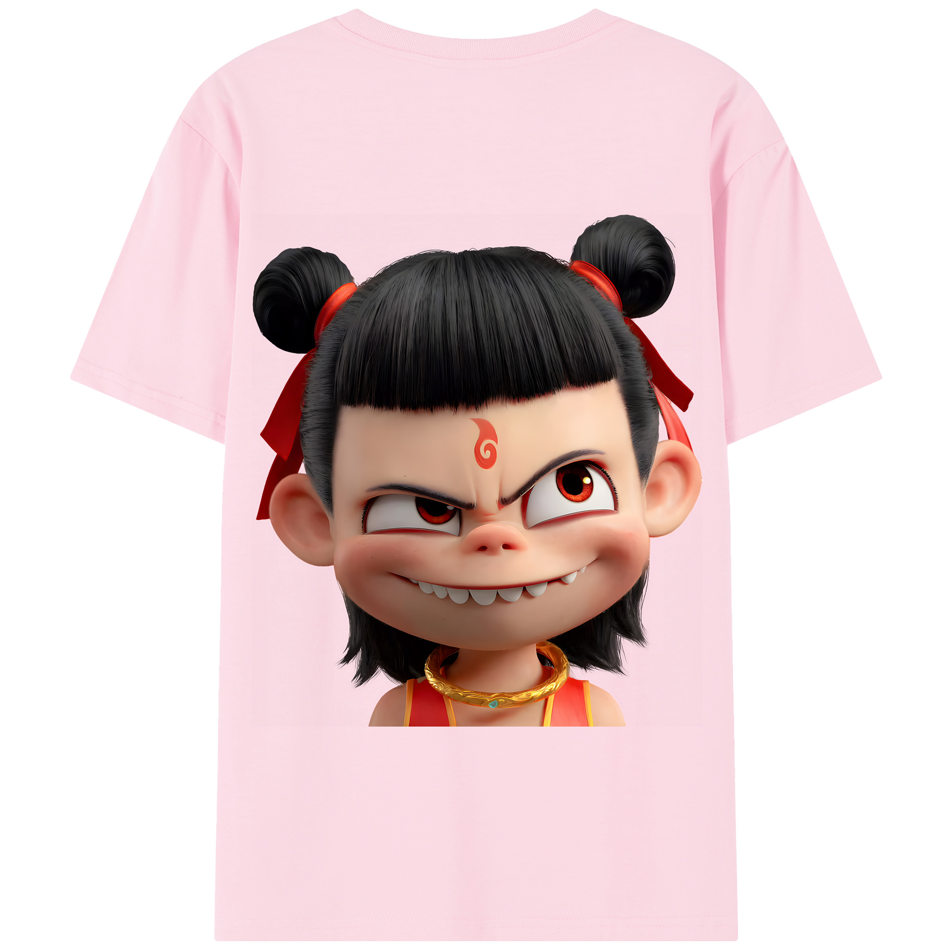 （画像用） Ne Zha 2 ナタ 魔童の大暴れ 綿100％半袖Tシャツ（背面プリント）