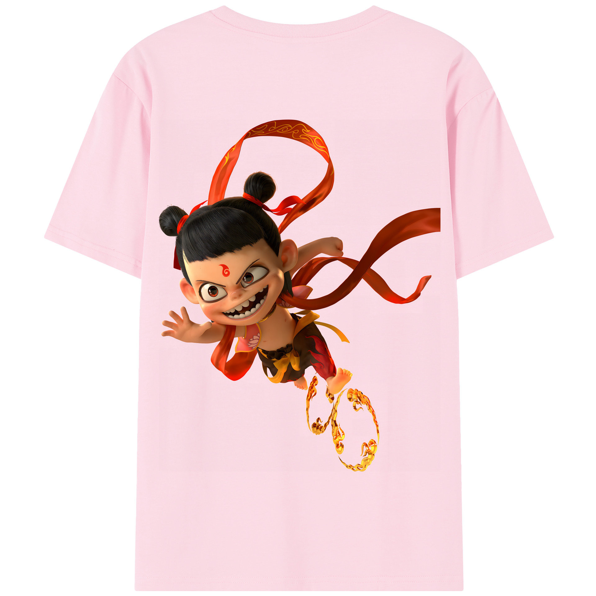 （画像用） Ne Zha 2 ナタ 魔童の大暴れ 綿100％半袖Tシャツ（背面プリント）