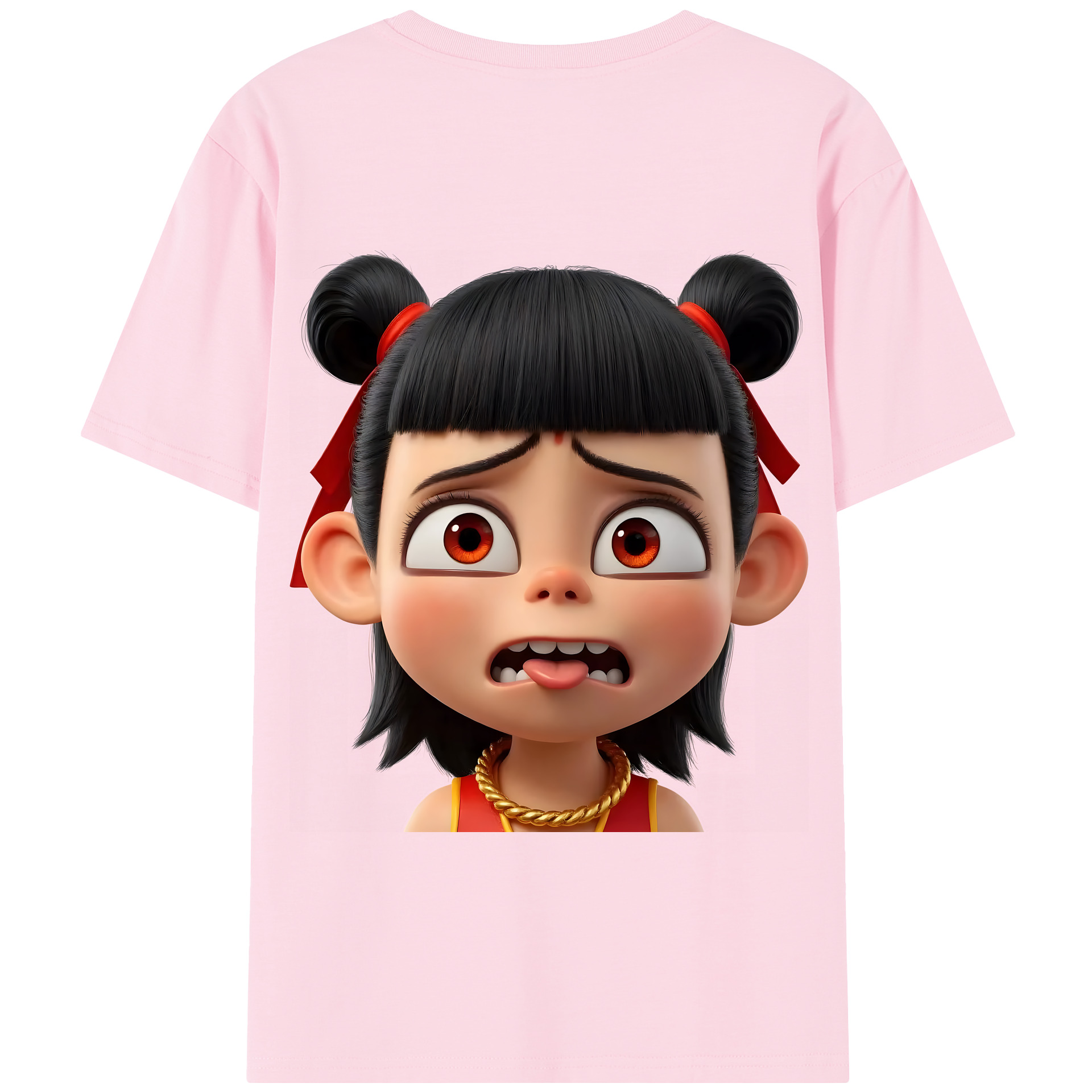 （画像用） Ne Zha 2 ナタ 魔童の大暴れ 綿100％半袖Tシャツ（背面プリント）