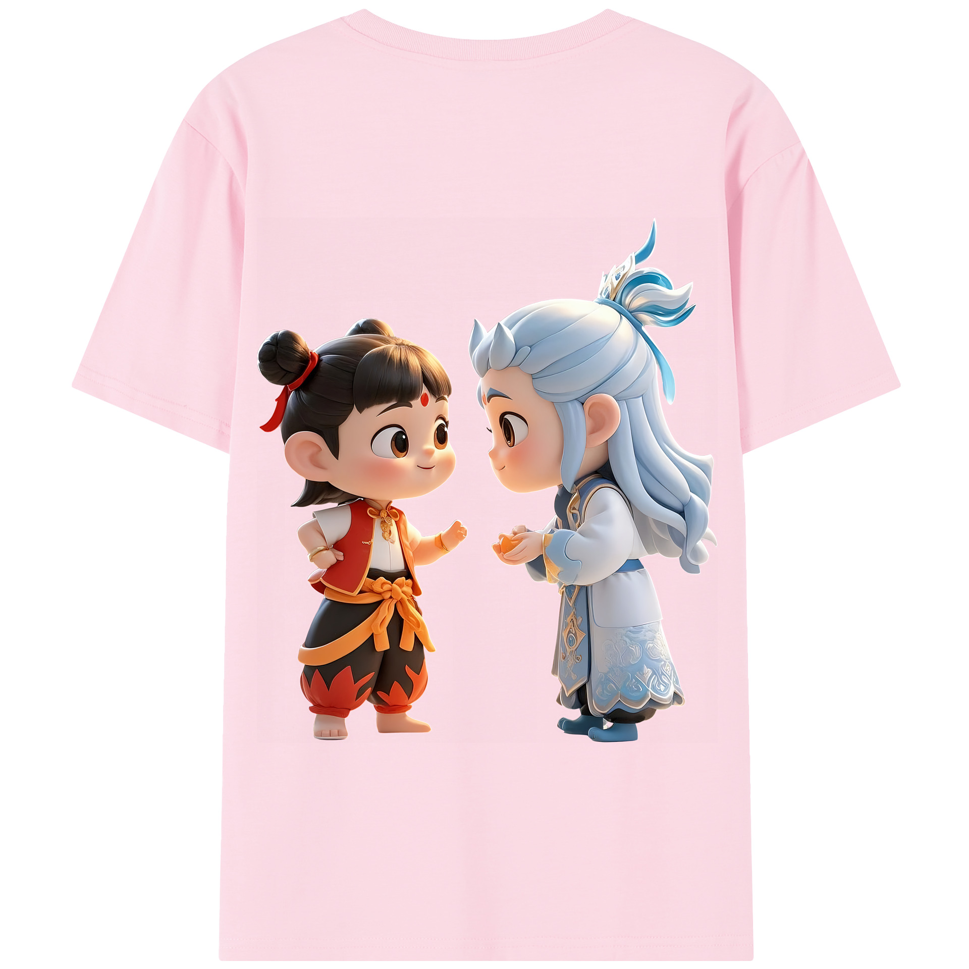 （画像用） Ne Zha 2 ナタ 魔童の大暴れ 綿100％半袖Tシャツ（背面プリント）