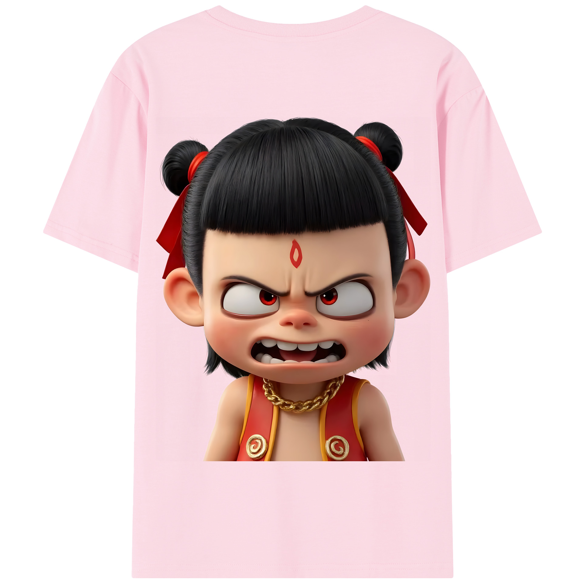 （画像用） Ne Zha 2 ナタ 魔童の大暴れ 綿100％半袖Tシャツ（背面プリント）