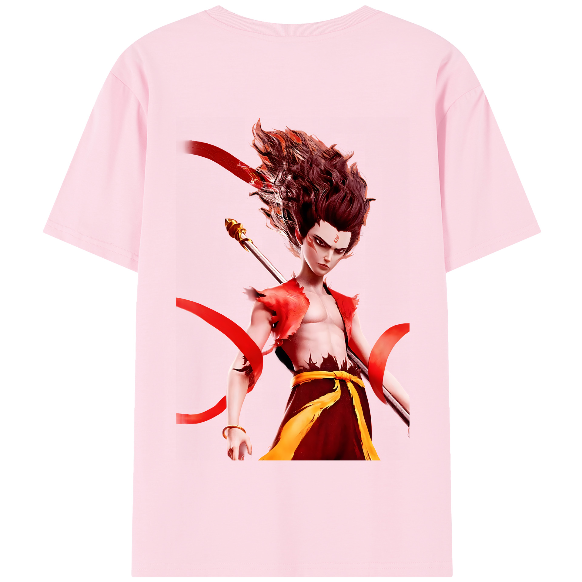 （画像用） Ne Zha 2 ナタ 魔童の大暴れ 綿100％半袖Tシャツ（背面プリント）
