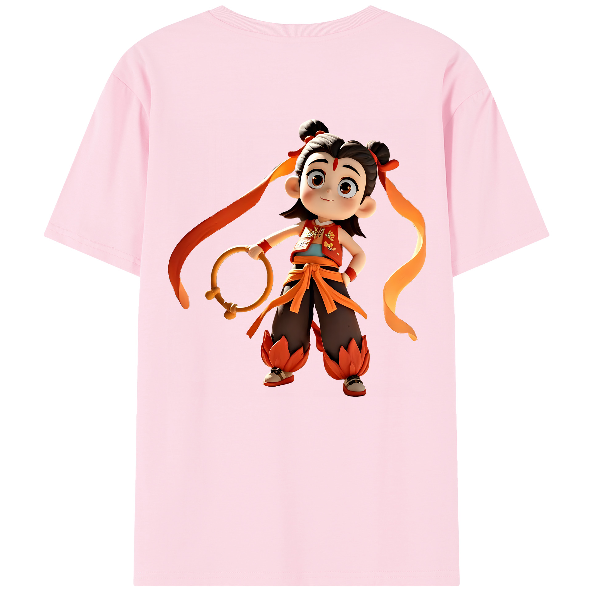 （画像用） Ne Zha 2 ナタ 魔童の大暴れ 綿100％半袖Tシャツ（背面プリント）