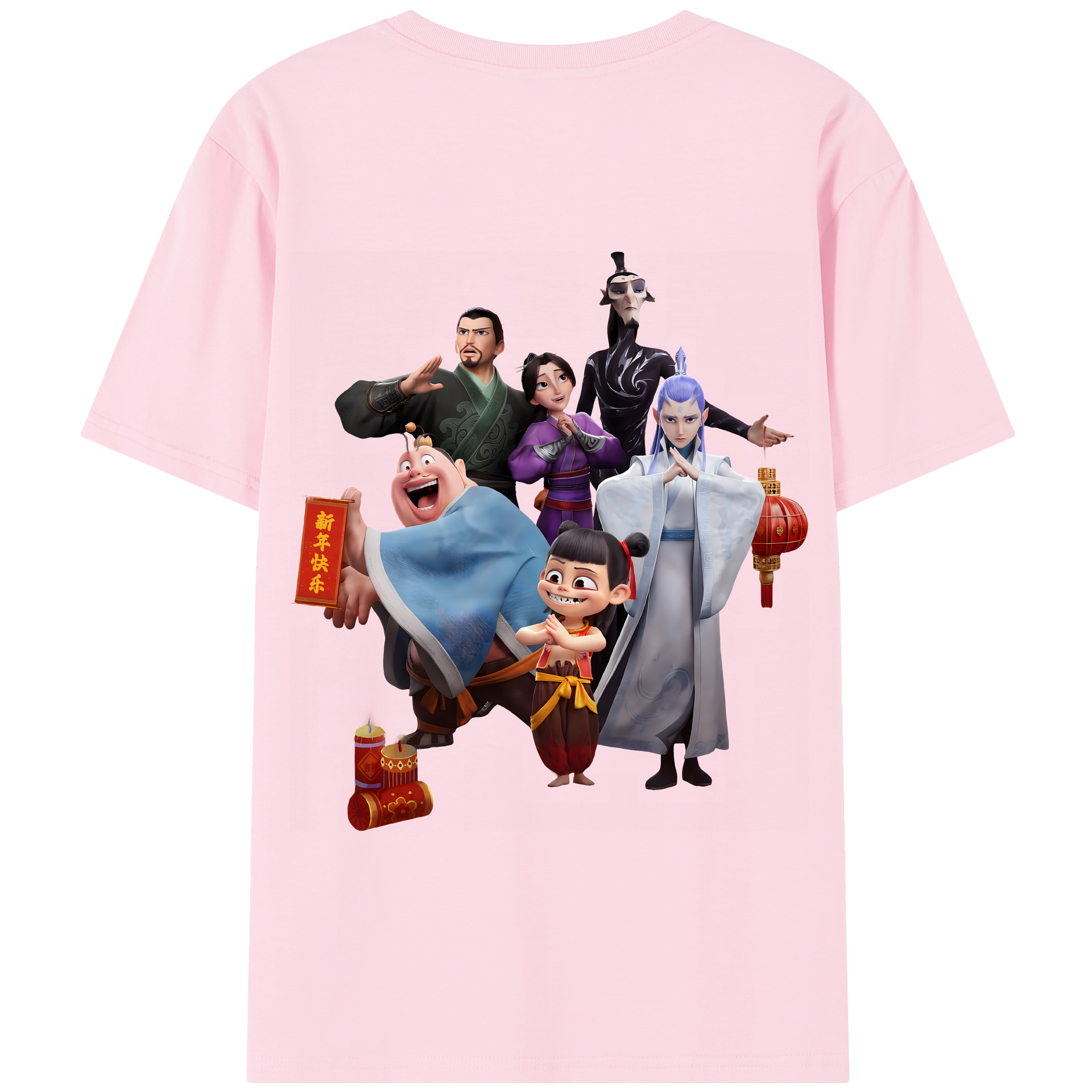 （画像用） Ne Zha 2 ナタ 魔童の大暴れ 綿100％半袖Tシャツ（背面プリント）