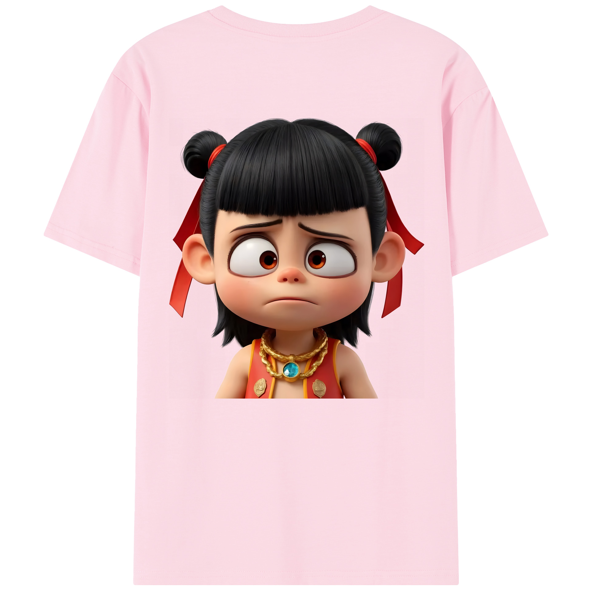 （画像用） Ne Zha 2 ナタ 魔童の大暴れ 綿100％半袖Tシャツ（背面プリント）