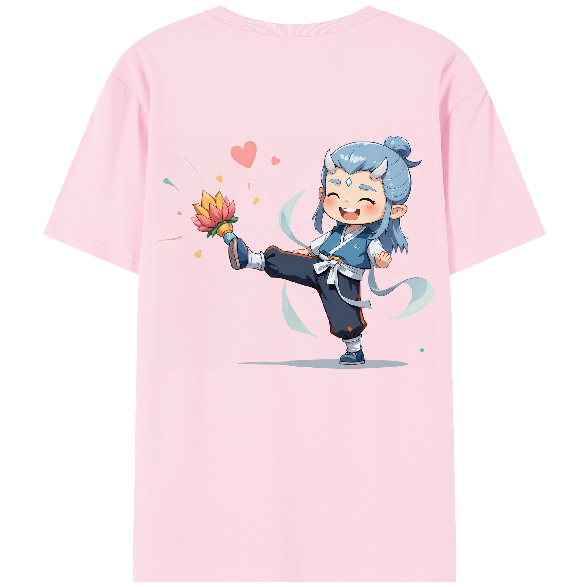 （画像用） Ne Zha 2 ナタ 魔童の大暴れ 綿100％半袖Tシャツ（背面プリント）
