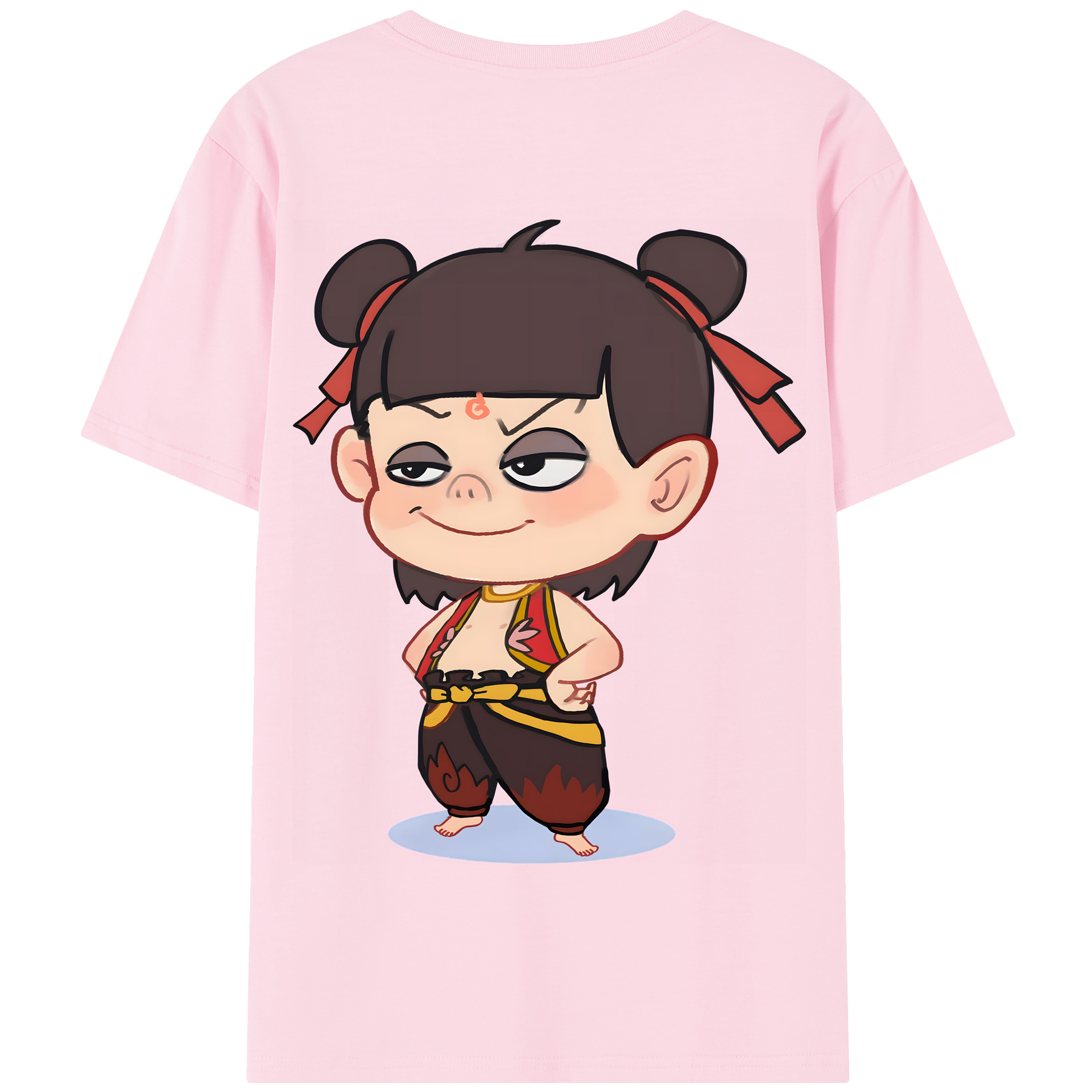 （画像用） Ne Zha 2 ナタ 魔童の大暴れ 綿100％半袖Tシャツ（背面プリント）