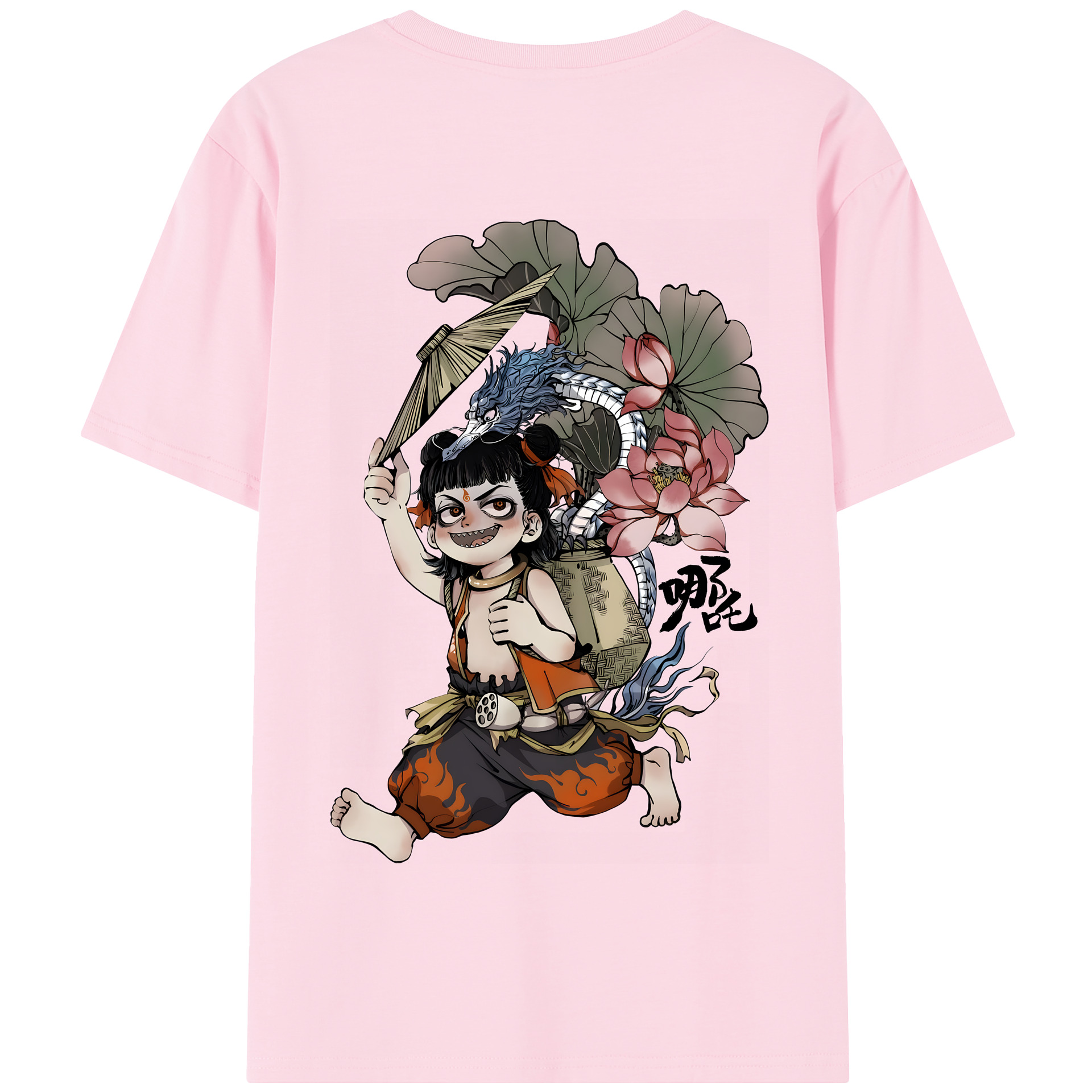 （画像用） Ne Zha 2 ナタ 魔童の大暴れ 綿100％半袖Tシャツ（背面プリント）