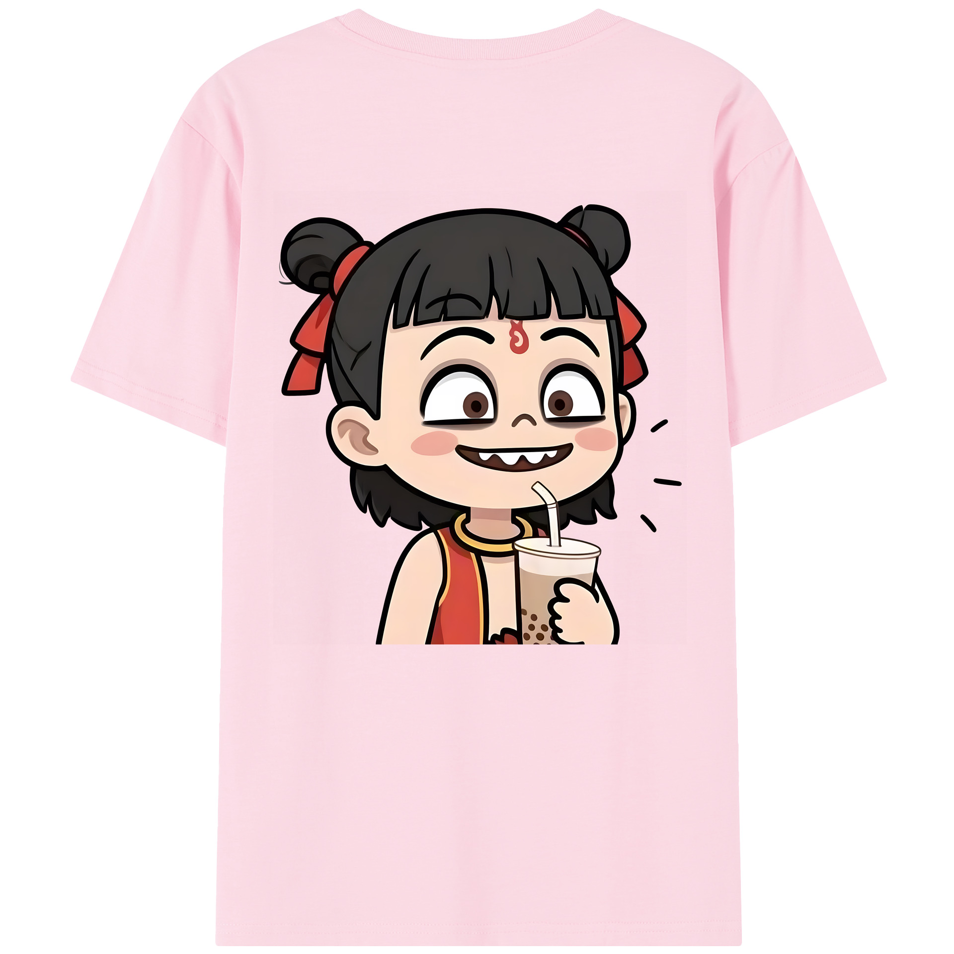 （画像用） Ne Zha 2 ナタ 魔童の大暴れ 綿100％半袖Tシャツ（背面プリント）