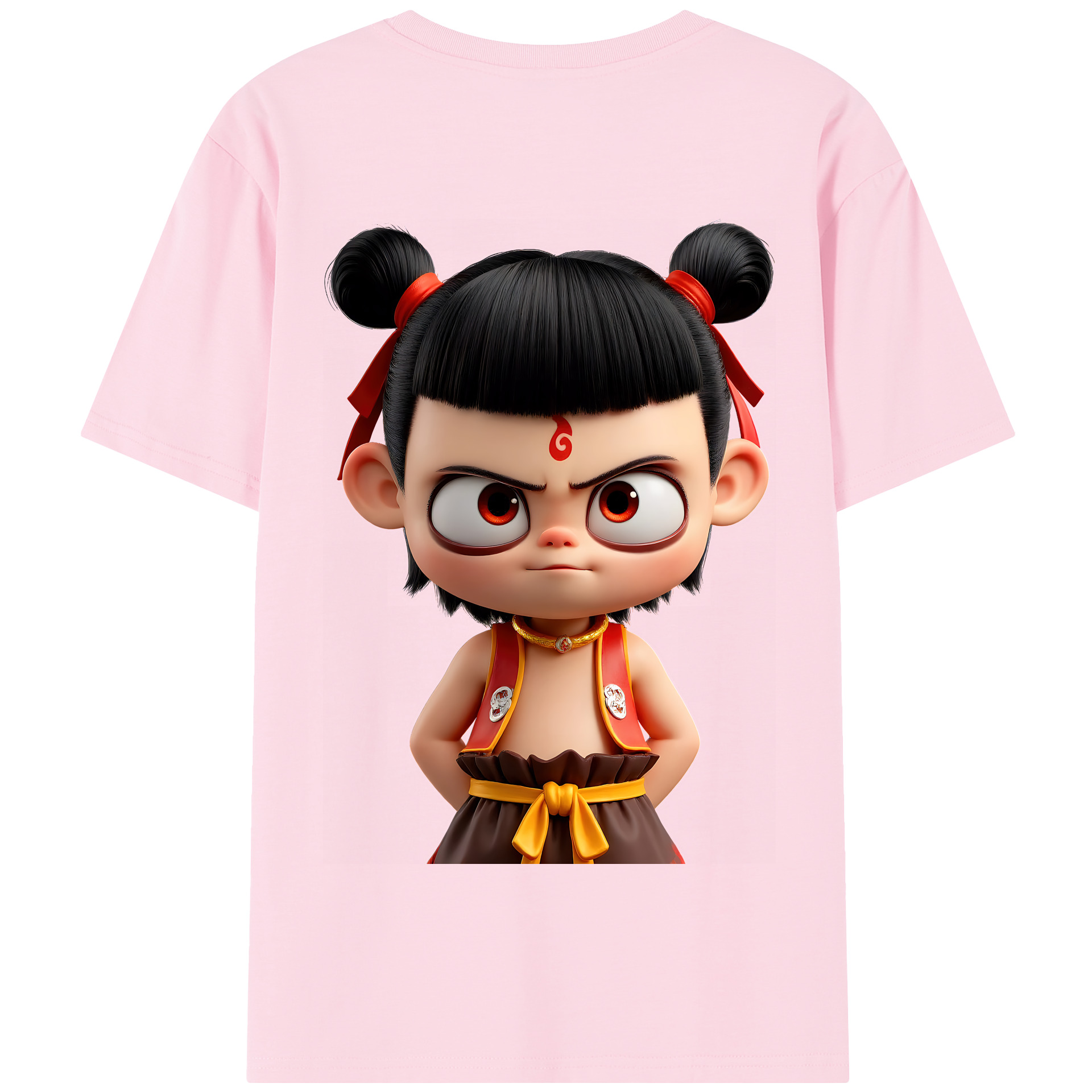 （画像用） Ne Zha 2 ナタ 魔童の大暴れ 綿100％半袖Tシャツ（背面プリント）
