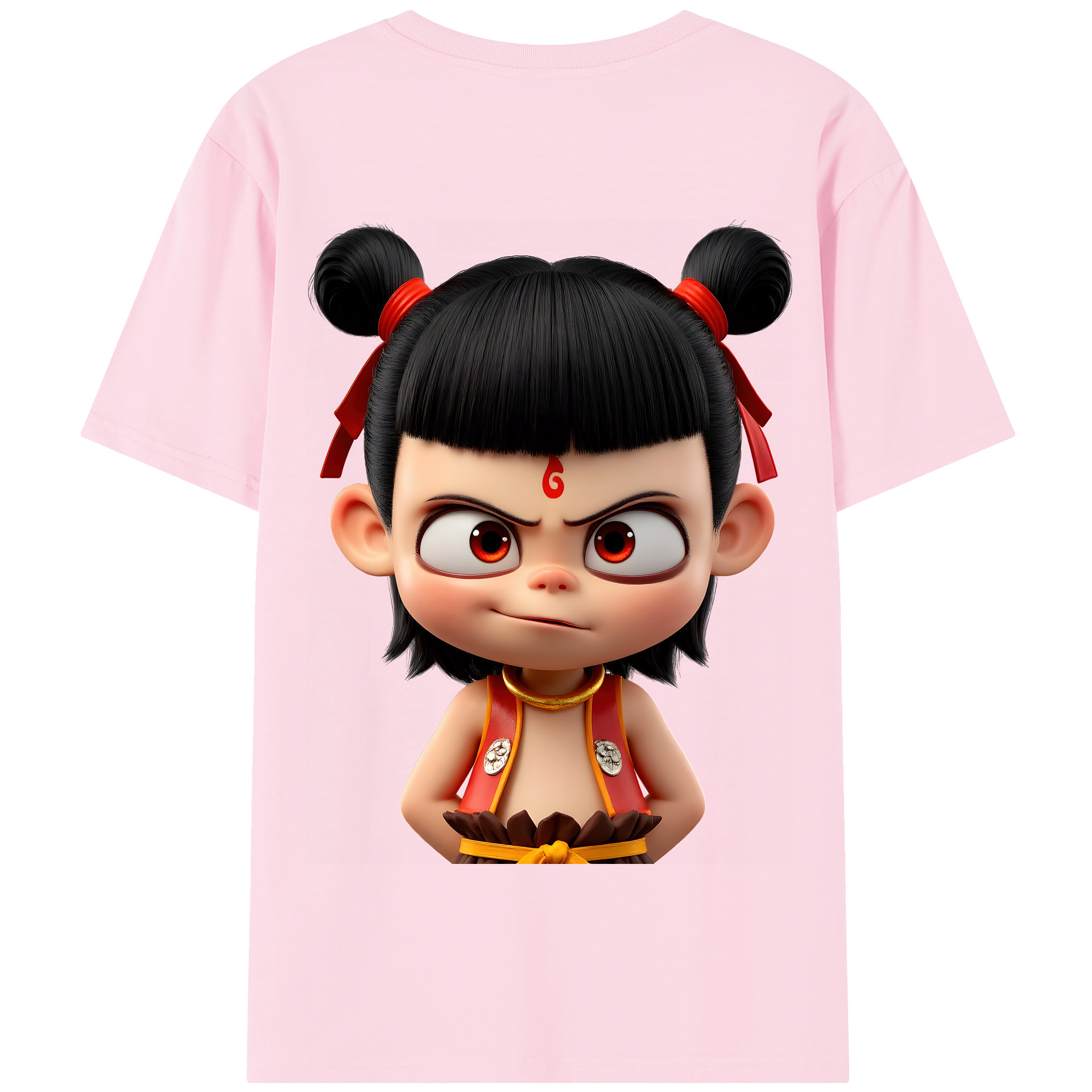 （画像用） Ne Zha 2 ナタ 魔童の大暴れ 綿100％半袖Tシャツ（背面プリント）