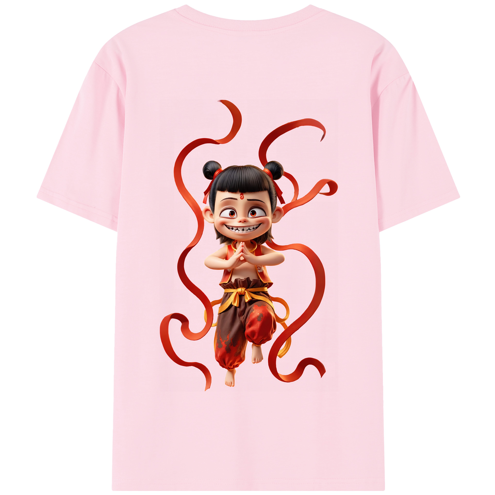 （画像用） Ne Zha 2 ナタ 魔童の大暴れ 綿100％半袖Tシャツ（背面プリント）