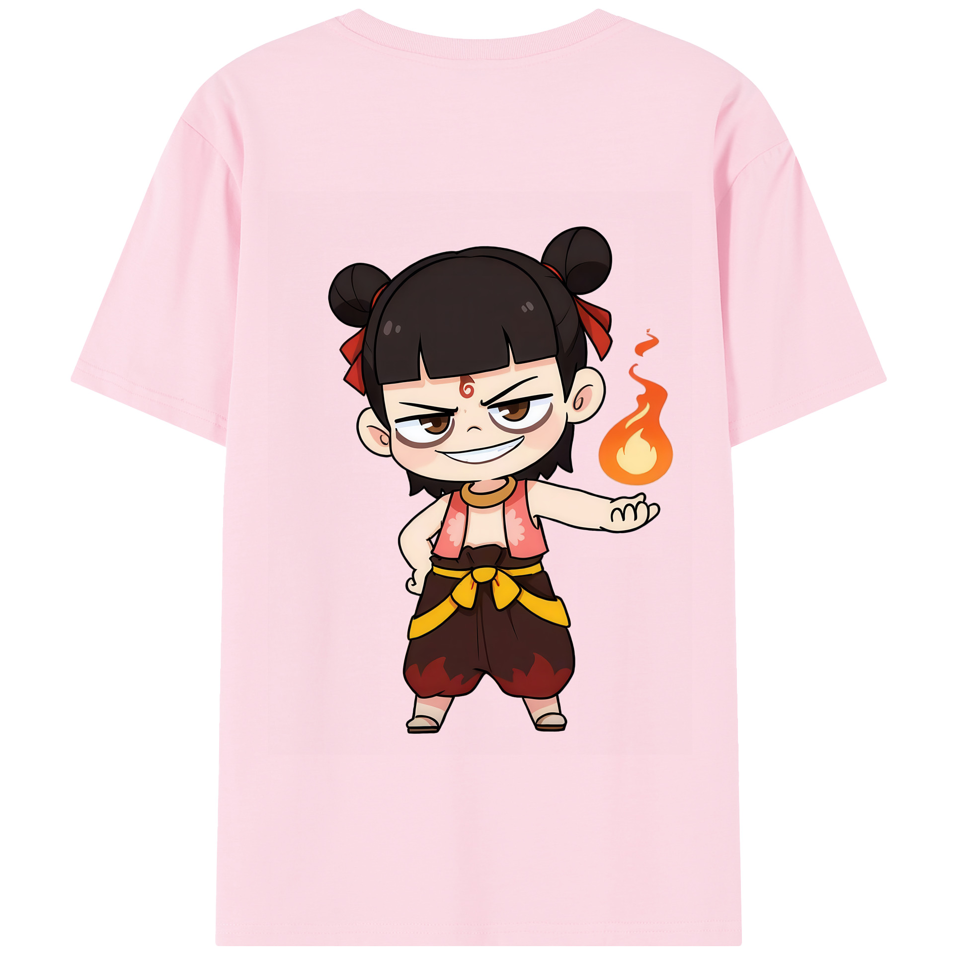 （画像用） Ne Zha 2 ナタ 魔童の大暴れ 綿100％半袖Tシャツ（背面プリント）