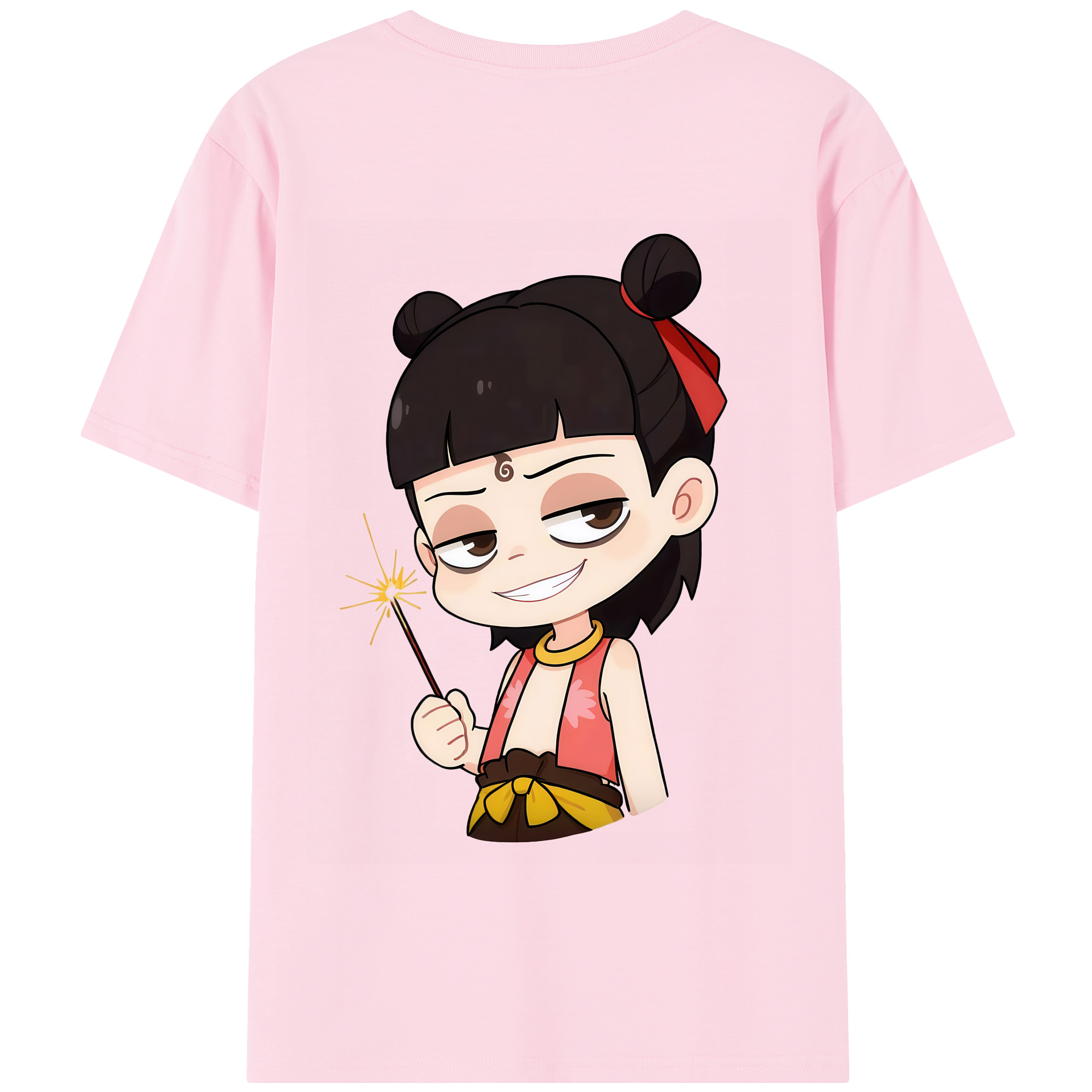 （画像用） Ne Zha 2 ナタ 魔童の大暴れ 綿100％半袖Tシャツ（背面プリント）