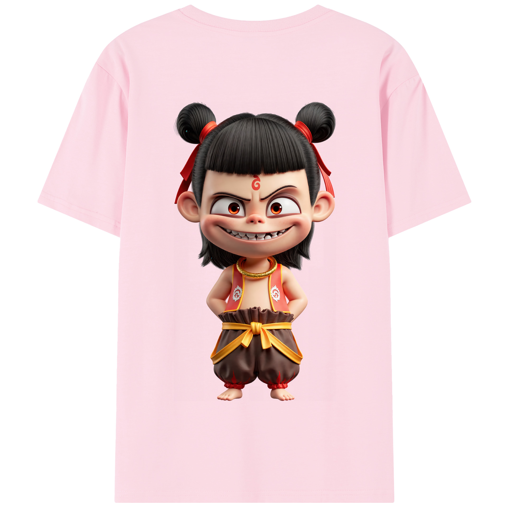 （画像用） Ne Zha 2 ナタ 魔童の大暴れ 綿100％半袖Tシャツ（背面プリント）
