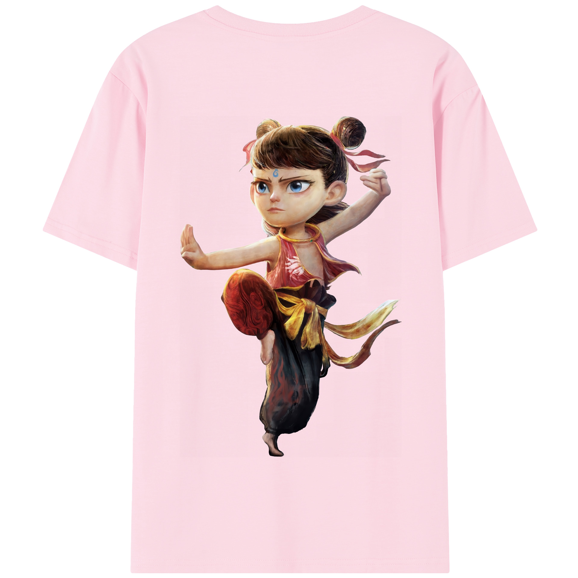 （画像用） Ne Zha 2 ナタ 魔童の大暴れ 綿100％半袖Tシャツ（背面プリント）
