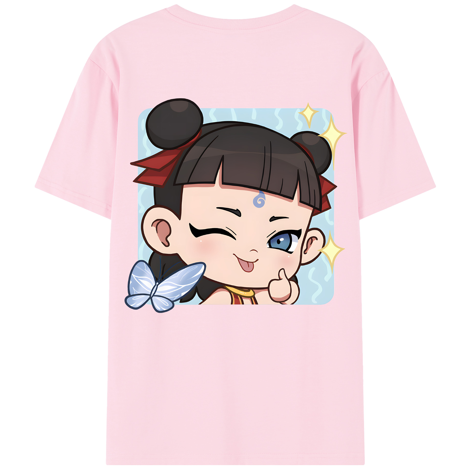 （画像用） Ne Zha 2 ナタ 魔童の大暴れ 綿100％半袖Tシャツ（背面プリント）