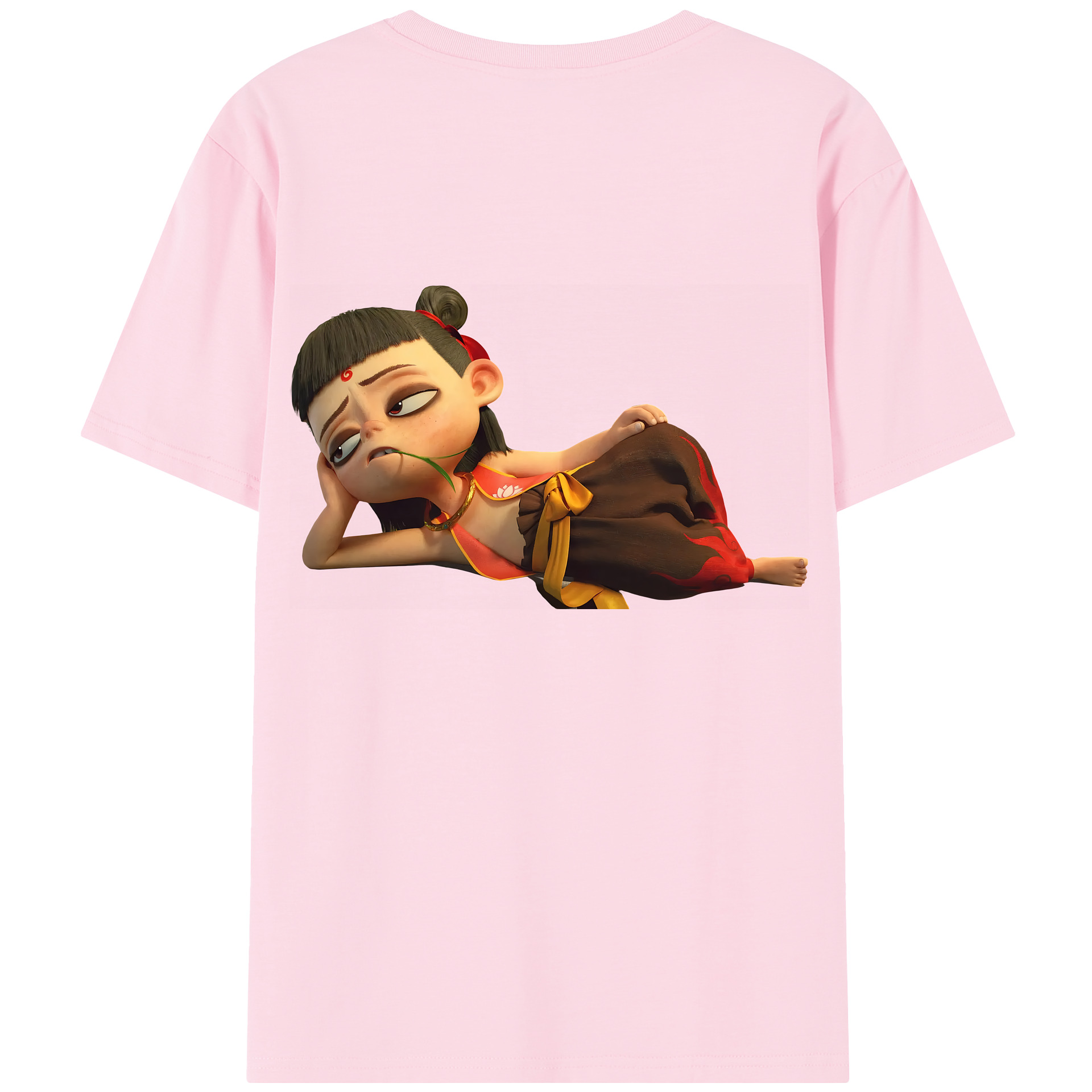 （画像用） Ne Zha 2 ナタ 魔童の大暴れ 綿100％半袖Tシャツ（背面プリント）