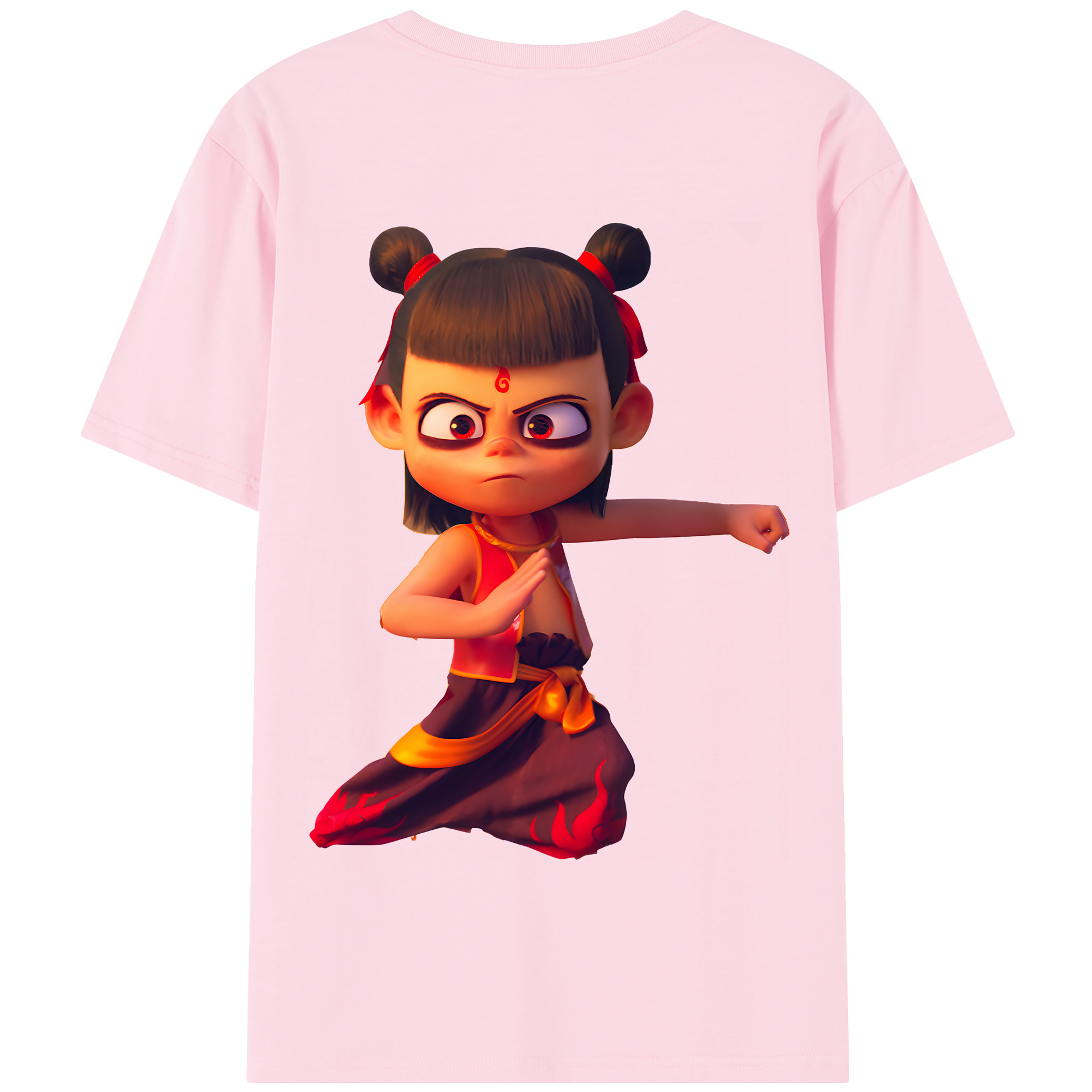 （画像用） Ne Zha 2 ナタ 魔童の大暴れ 綿100％半袖Tシャツ（背面プリント）