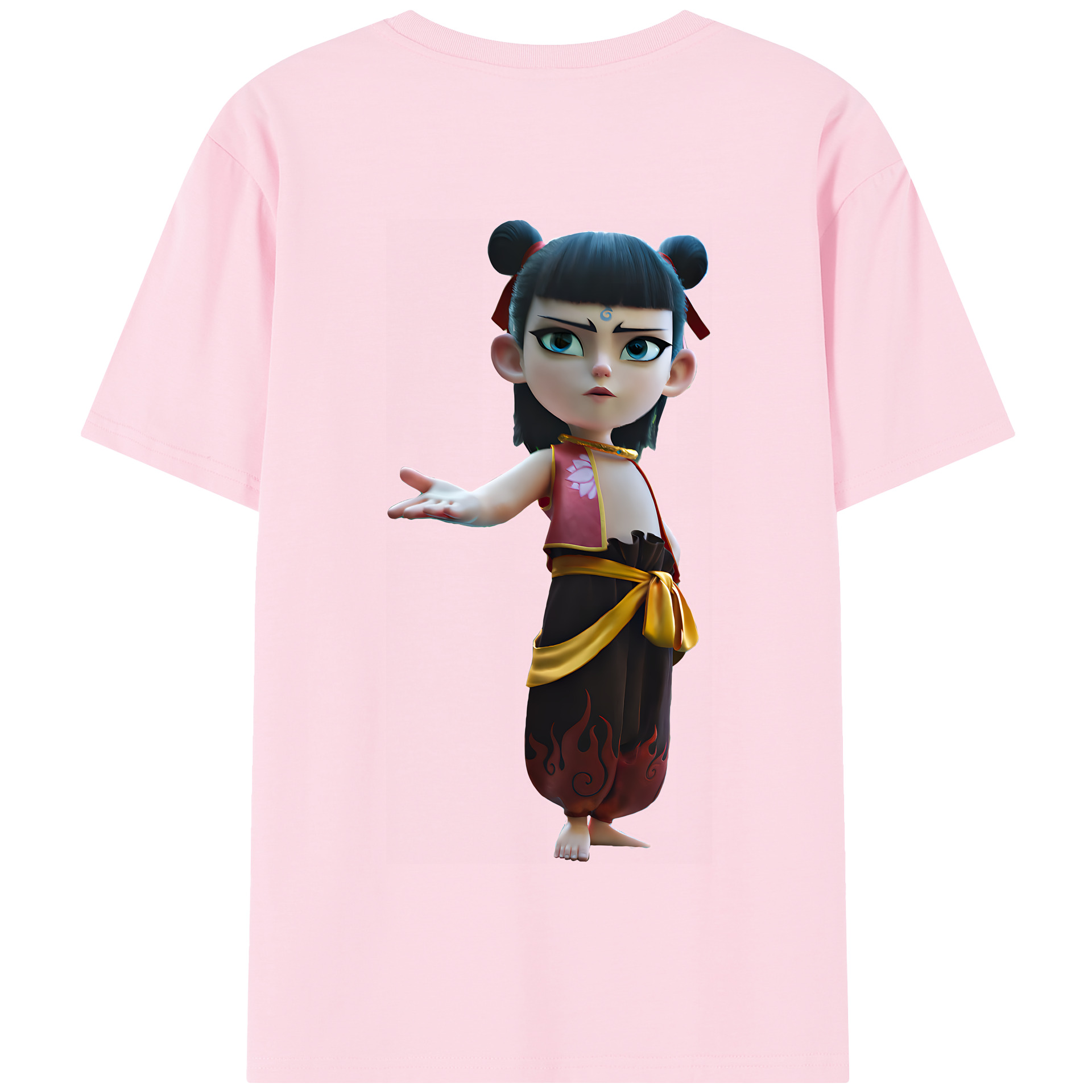 （画像用） Ne Zha 2 ナタ 魔童の大暴れ 綿100％半袖Tシャツ（背面プリント）