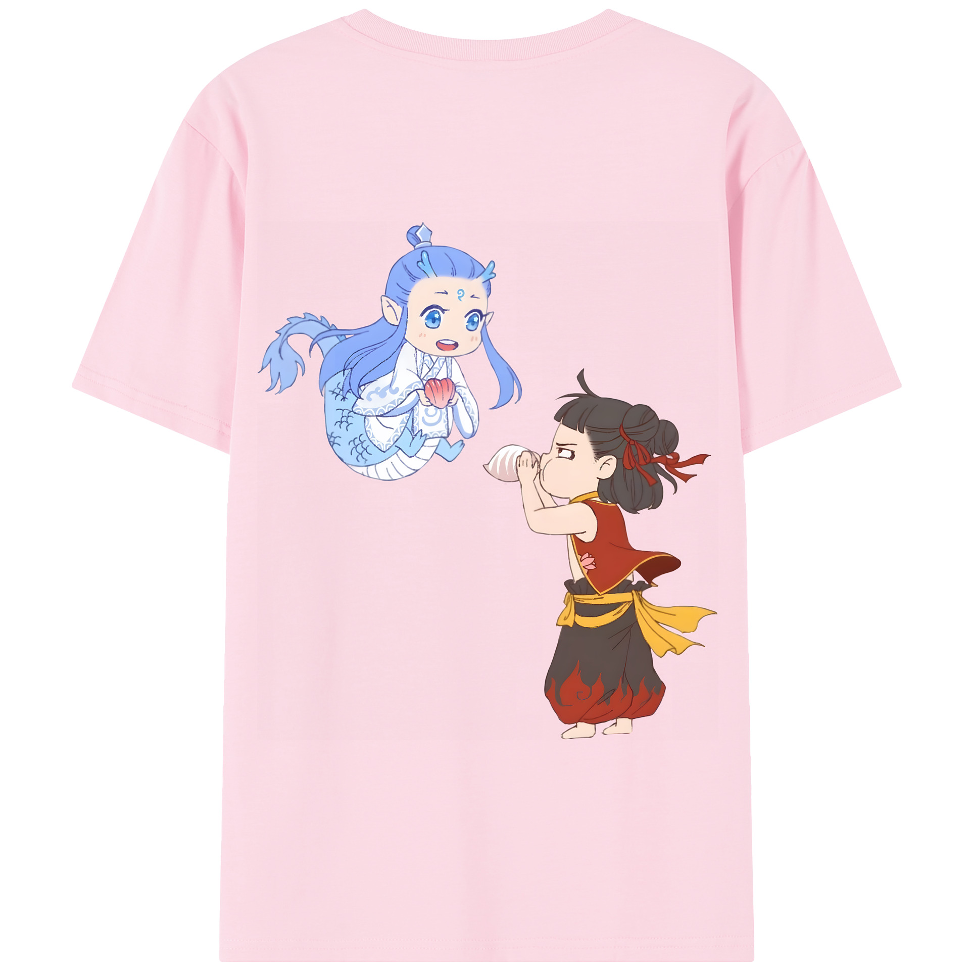 （画像用） Ne Zha 2 ナタ 魔童の大暴れ 綿100％半袖Tシャツ（背面プリント）