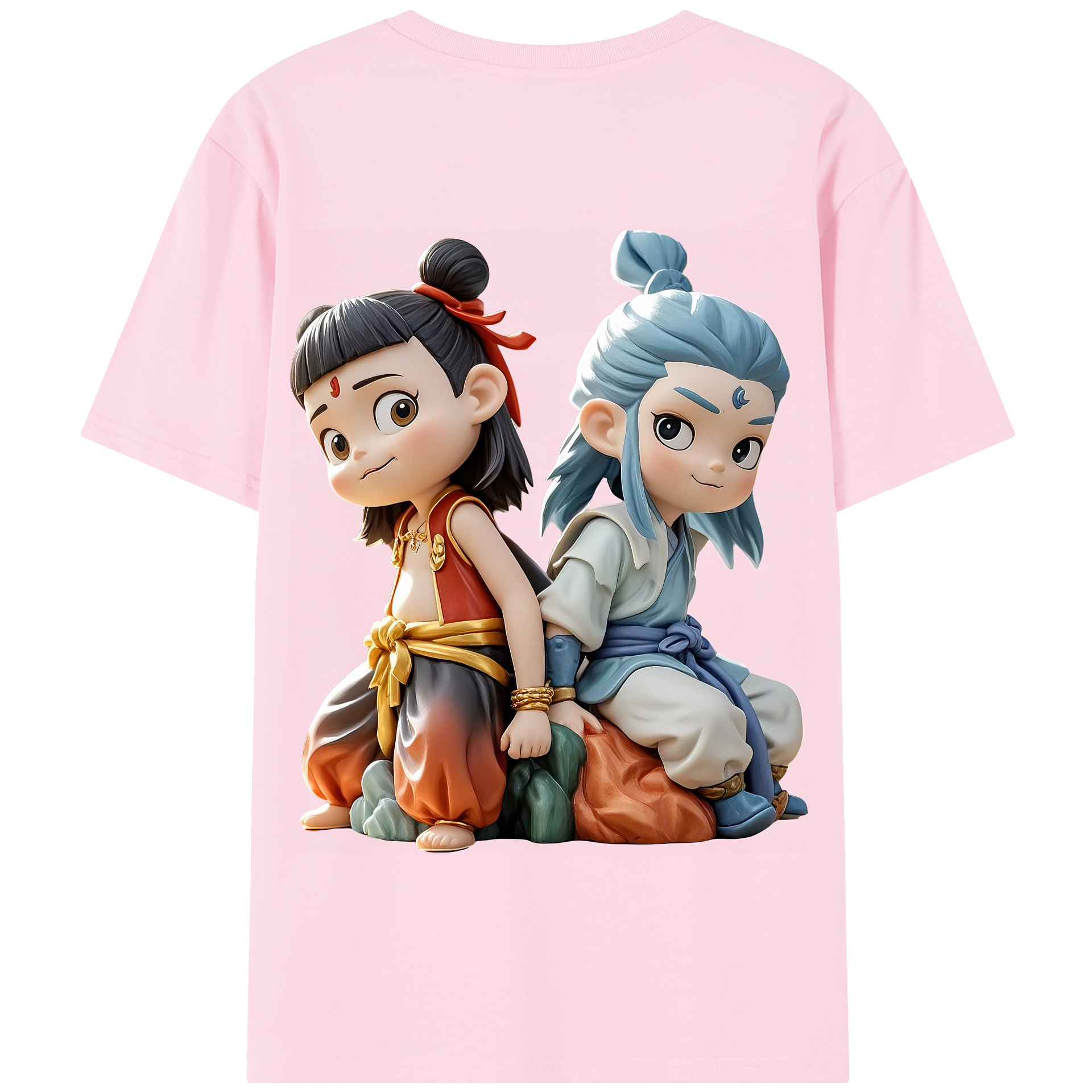 （画像用） Ne Zha 2 ナタ 魔童の大暴れ 綿100％半袖Tシャツ（背面プリント）
