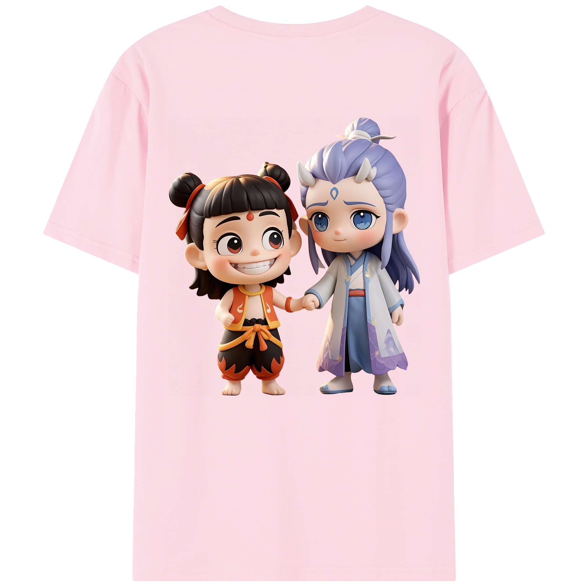 （画像用） Ne Zha 2 ナタ 魔童の大暴れ 綿100％半袖Tシャツ（背面プリント）