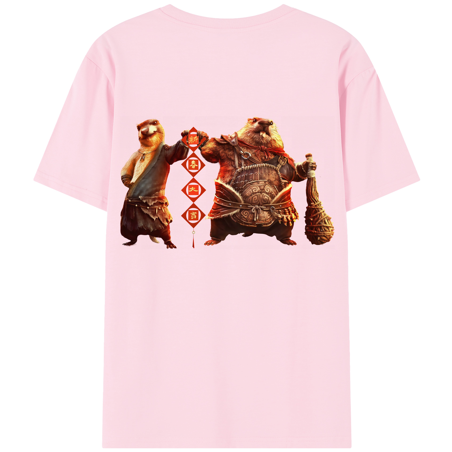 （画像用） Ne Zha 2 ナタ 魔童の大暴れ 綿100％半袖Tシャツ（背面プリント）