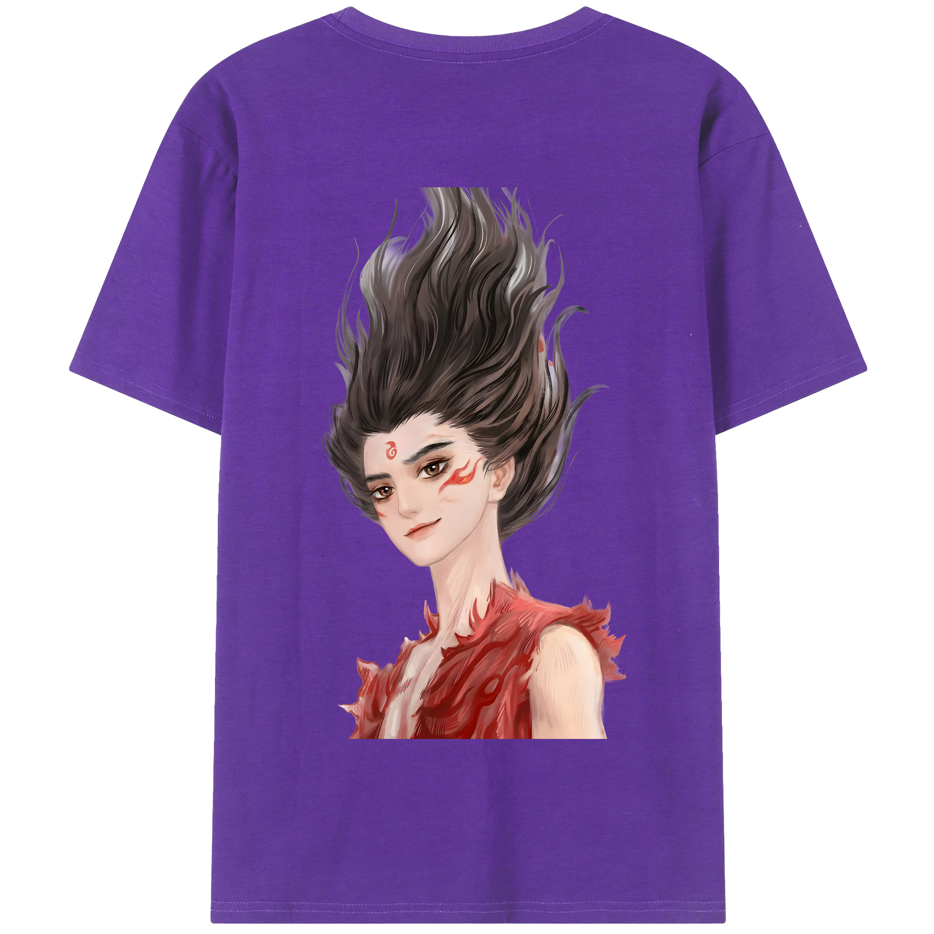 （画像用） Ne Zha 2 ナタ 魔童の大暴れ 綿100％半袖Tシャツ（背面プリント）