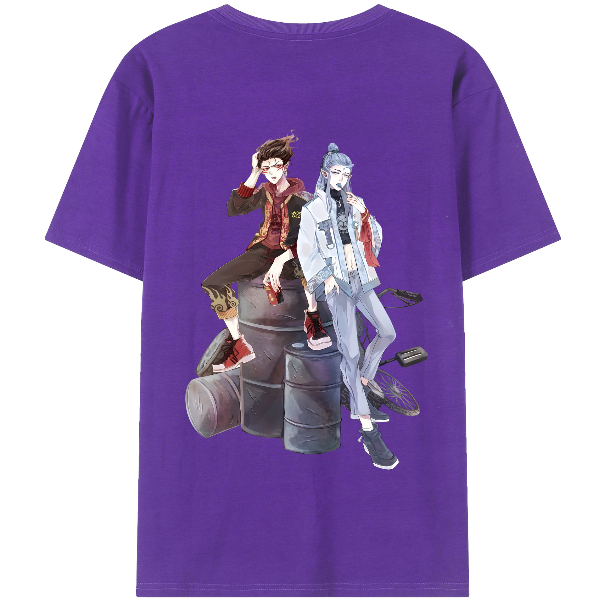 （画像用） Ne Zha 2 ナタ 魔童の大暴れ 綿100％半袖Tシャツ（背面プリント）
