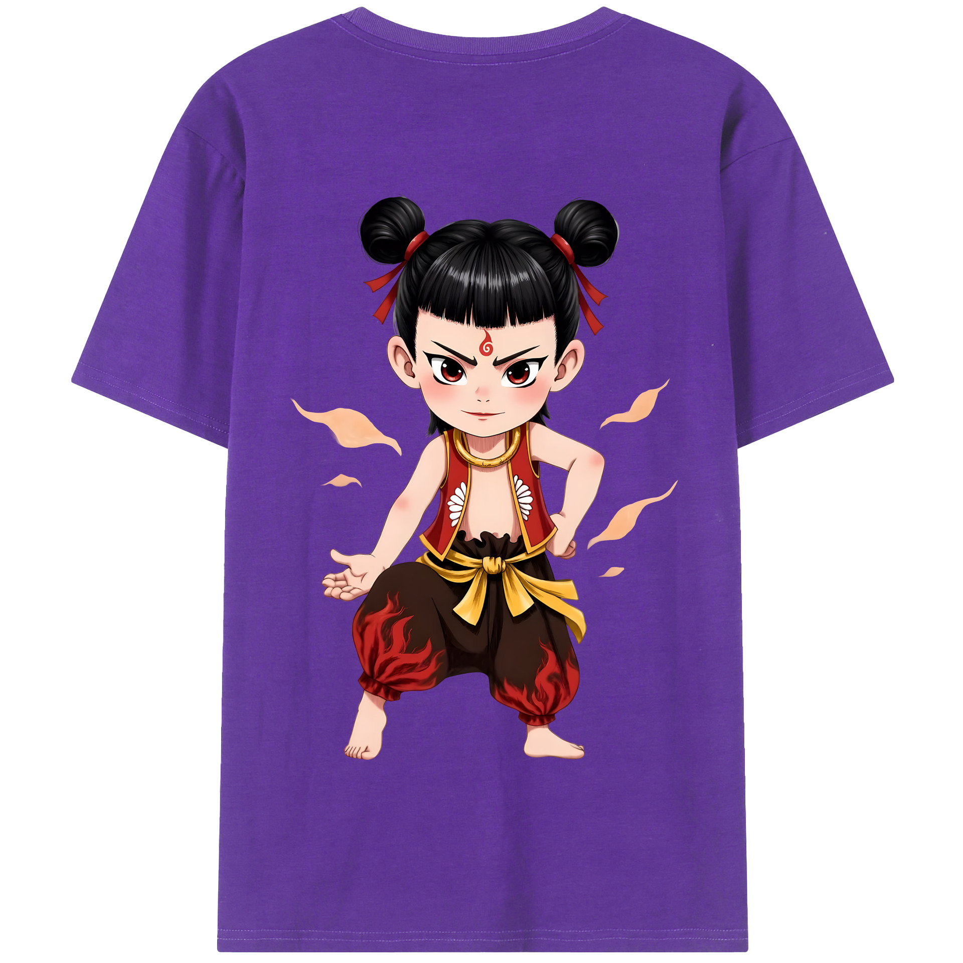 （画像用） Ne Zha 2 ナタ 魔童の大暴れ 綿100％半袖Tシャツ（背面プリント）