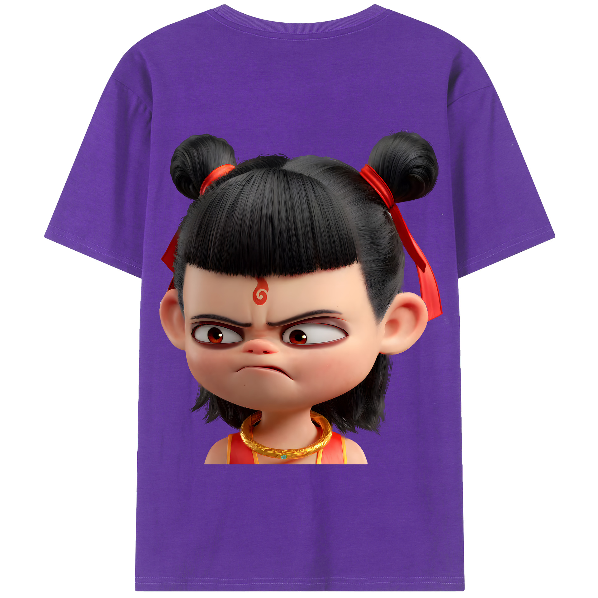 （画像用） Ne Zha 2 ナタ 魔童の大暴れ 綿100％半袖Tシャツ（背面プリント）