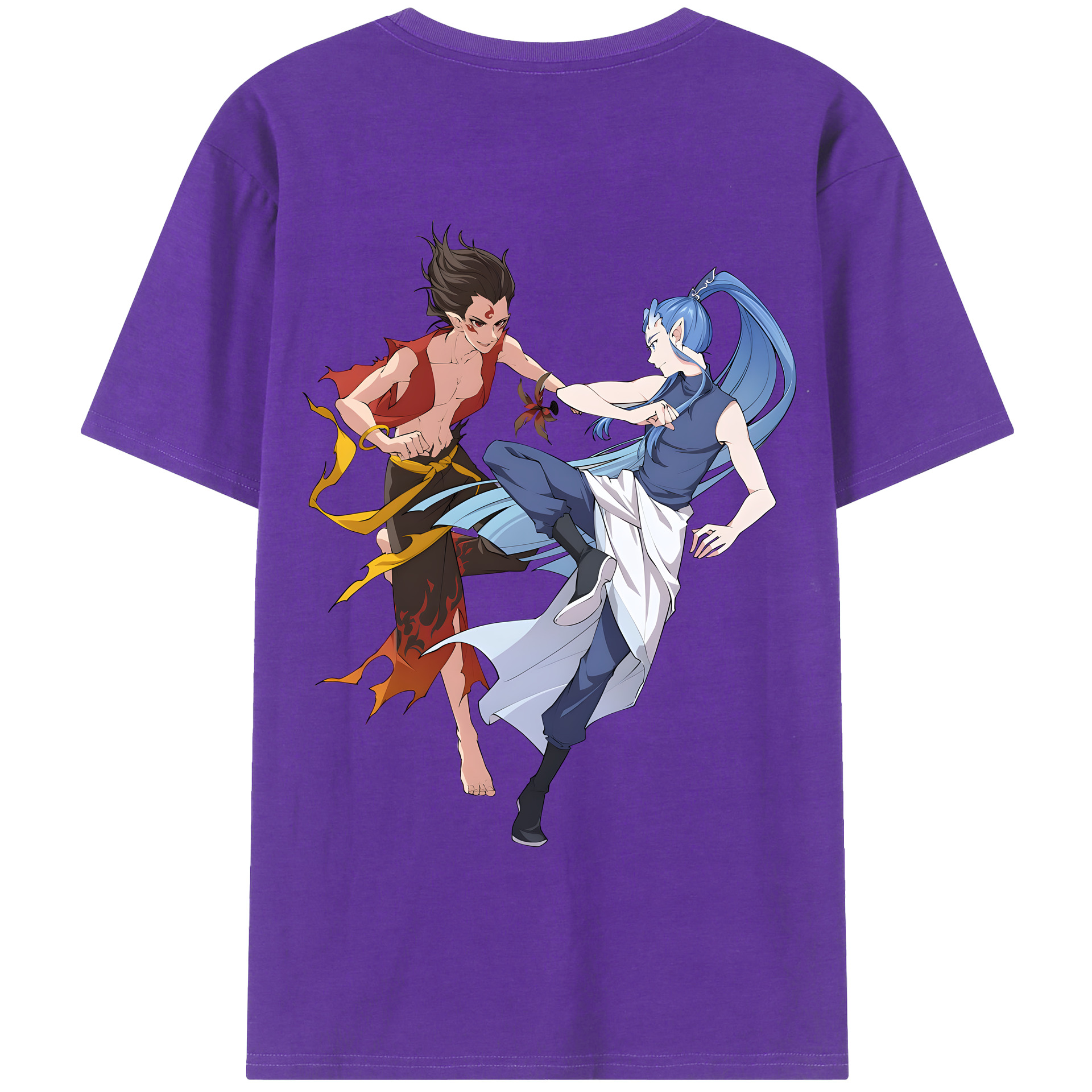 （画像用） Ne Zha 2 ナタ 魔童の大暴れ 綿100％半袖Tシャツ（背面プリント）