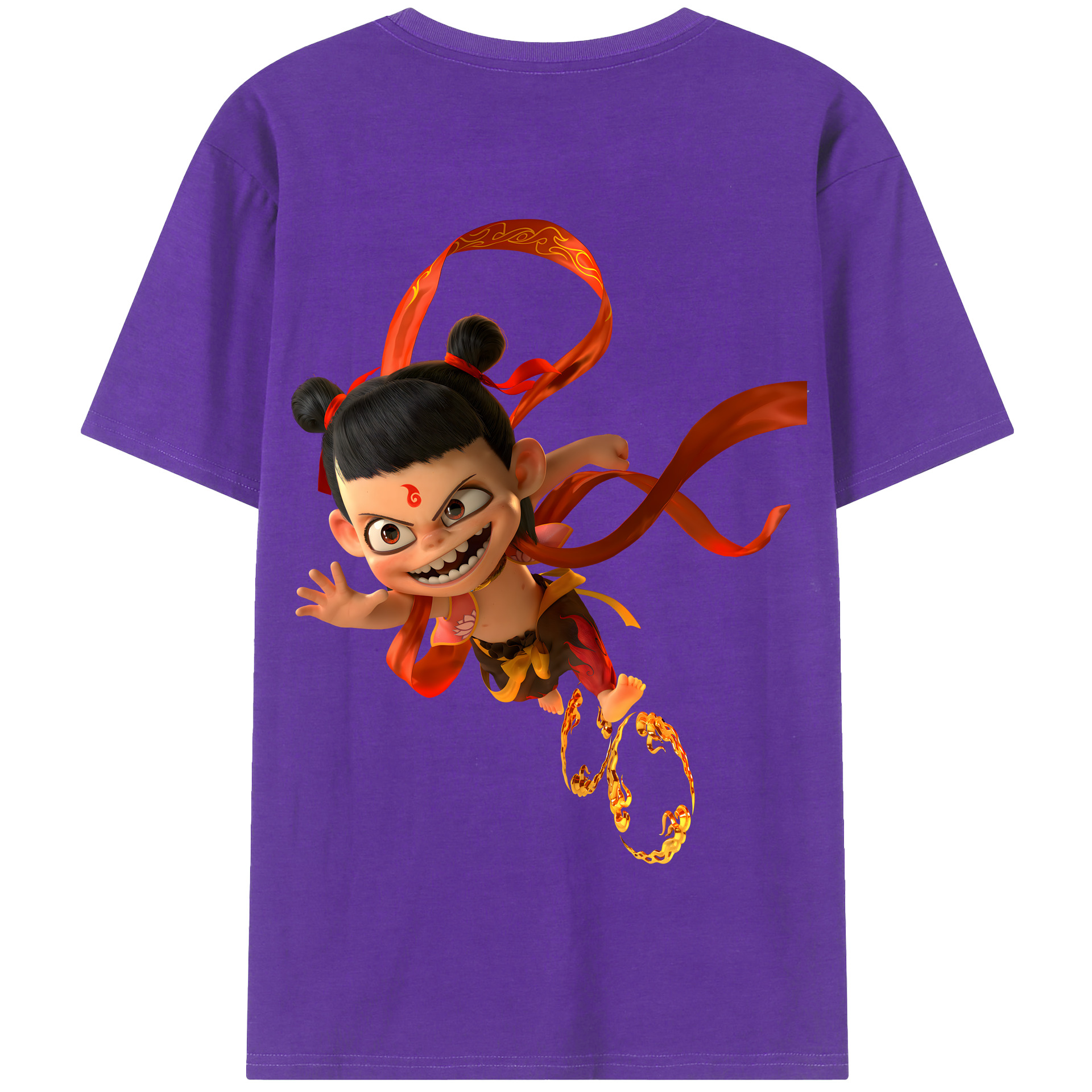（画像用） Ne Zha 2 ナタ 魔童の大暴れ 綿100％半袖Tシャツ（背面プリント）