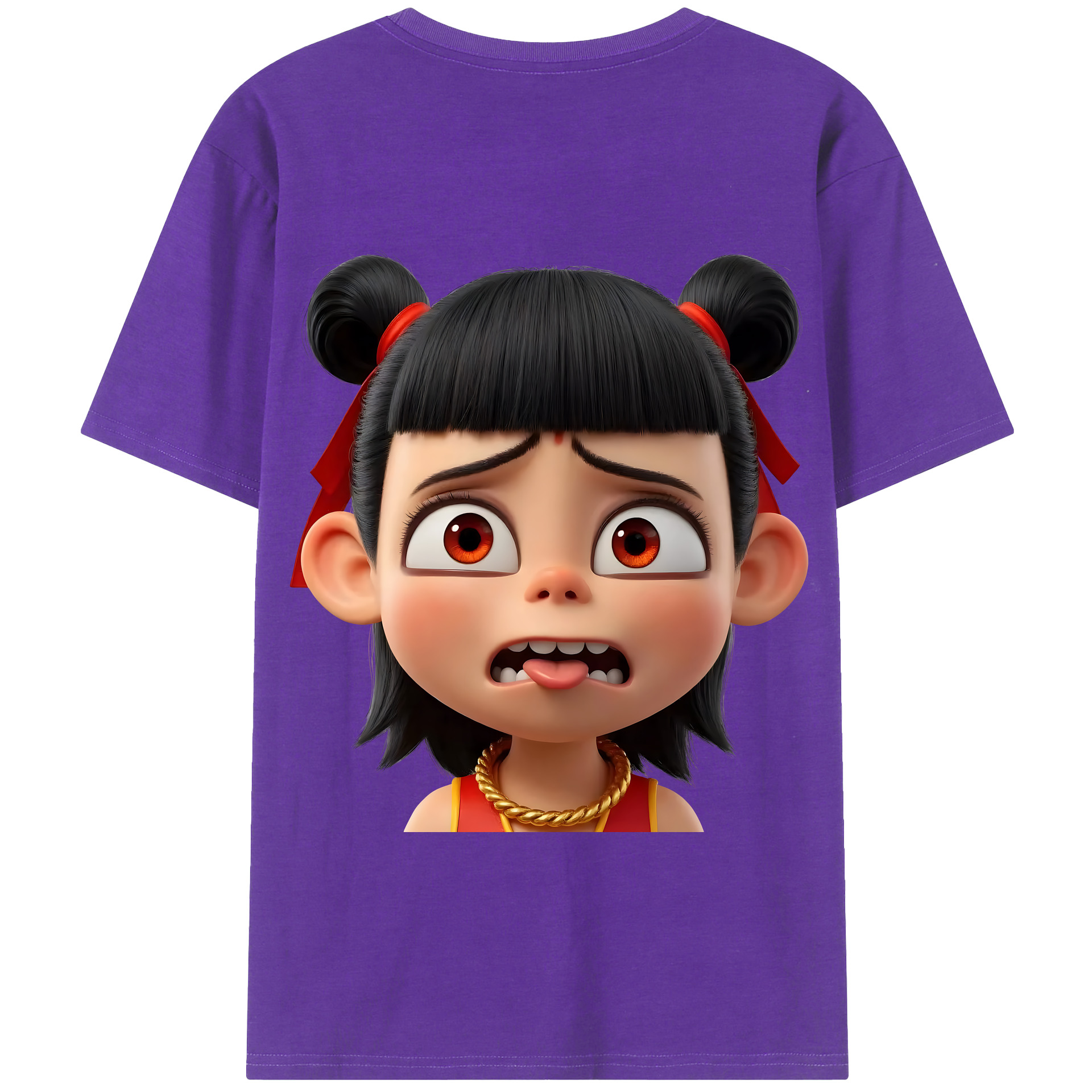 （画像用） Ne Zha 2 ナタ 魔童の大暴れ 綿100％半袖Tシャツ（背面プリント）