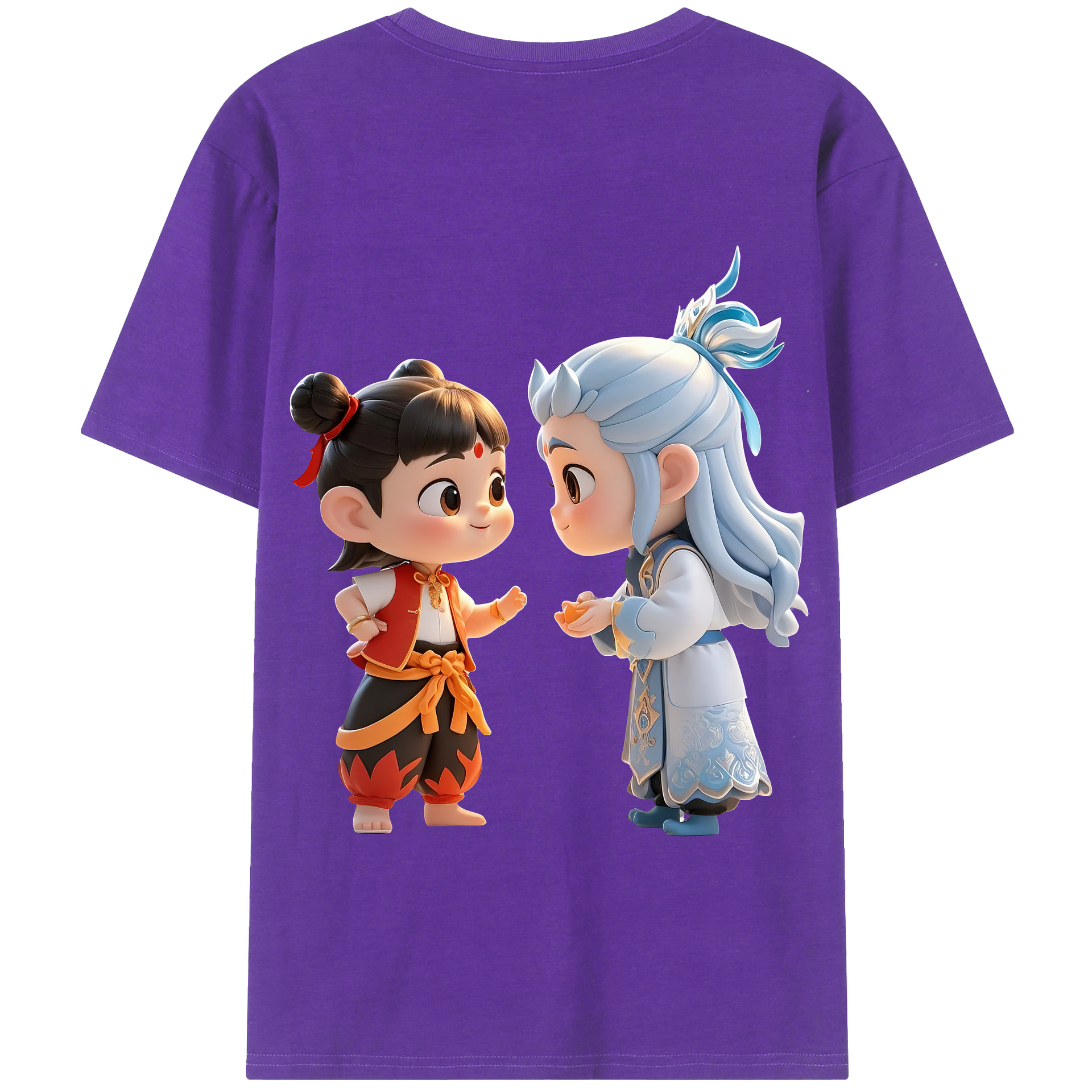 （画像用） Ne Zha 2 ナタ 魔童の大暴れ 綿100％半袖Tシャツ（背面プリント）