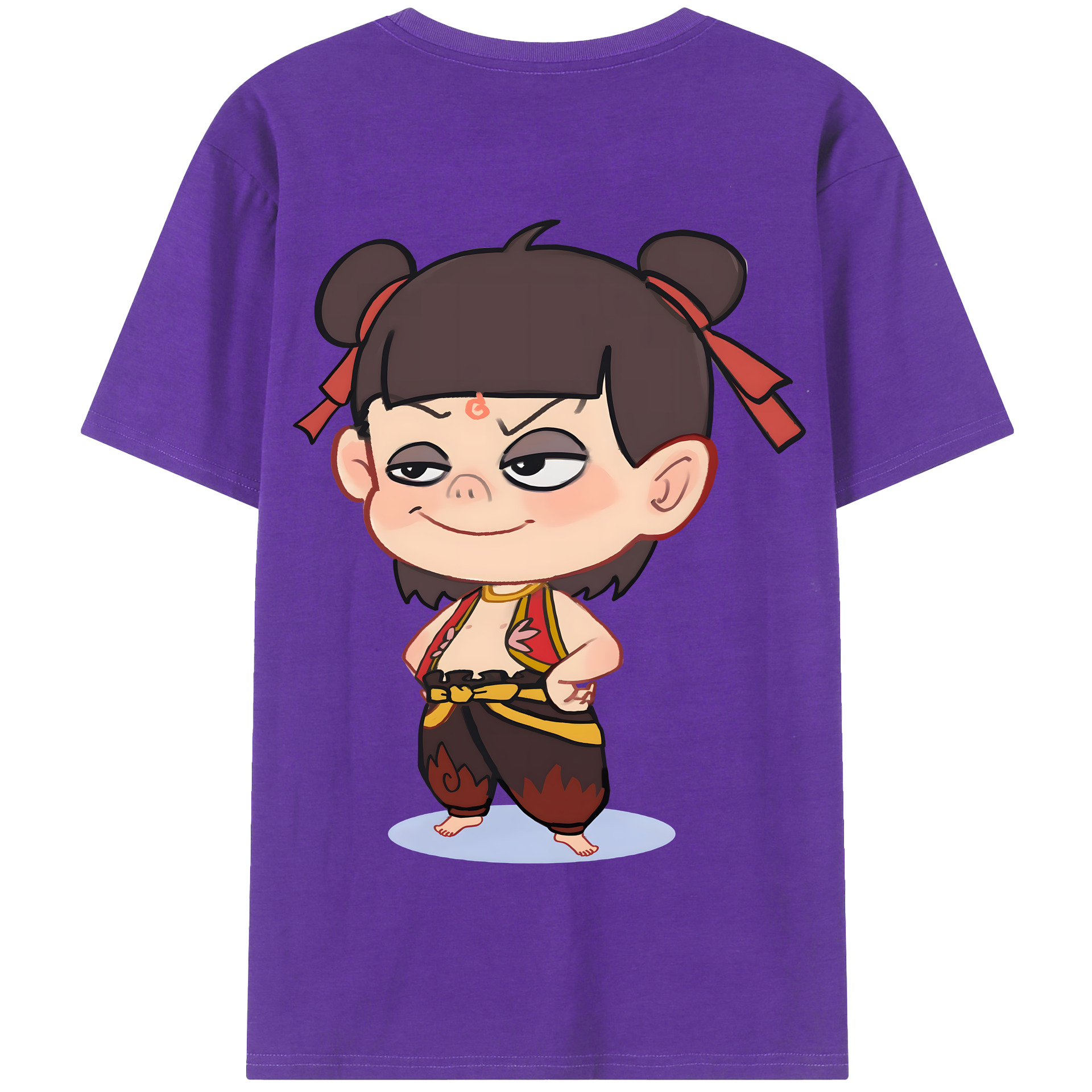 （画像用） Ne Zha 2 ナタ 魔童の大暴れ 綿100％半袖Tシャツ（背面プリント）