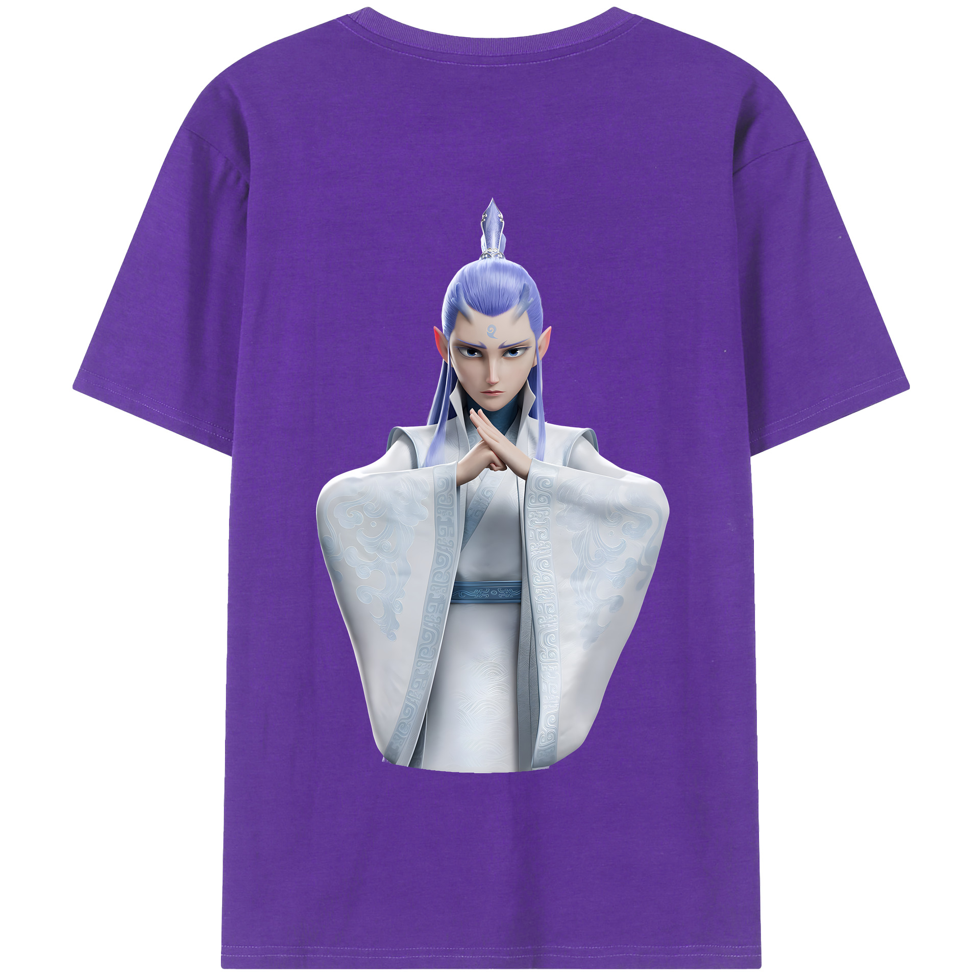 （画像用） Ne Zha 2 ナタ 魔童の大暴れ 綿100％半袖Tシャツ（背面プリント）