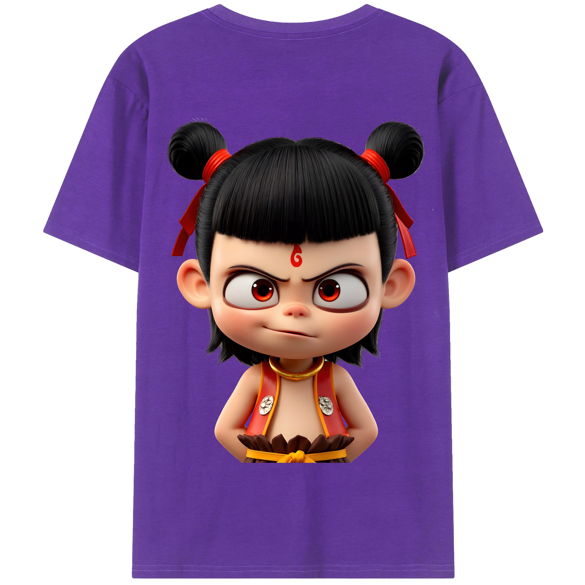 （画像用） Ne Zha 2 ナタ 魔童の大暴れ 綿100％半袖Tシャツ（背面プリント）