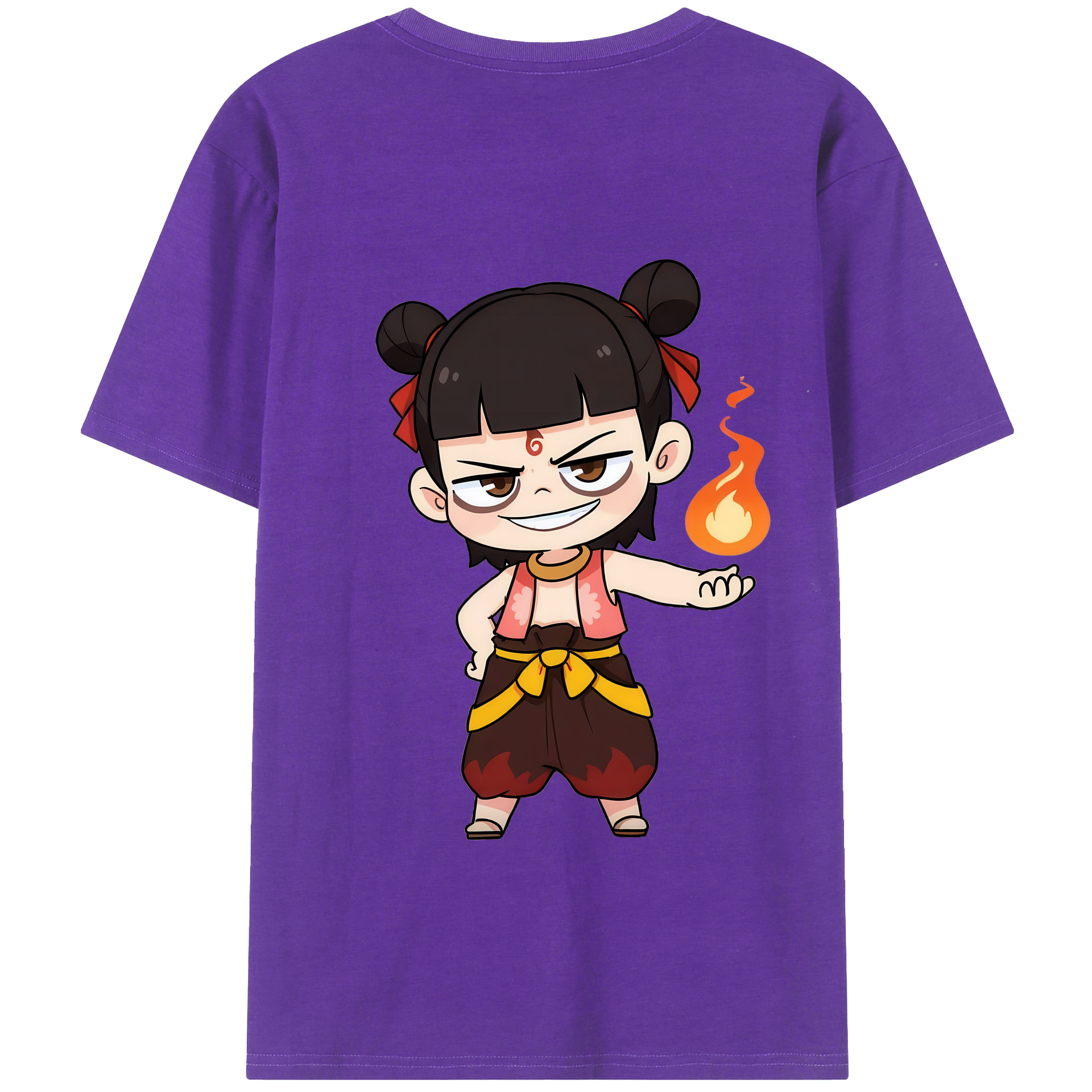 （画像用） Ne Zha 2 ナタ 魔童の大暴れ 綿100％半袖Tシャツ（背面プリント）