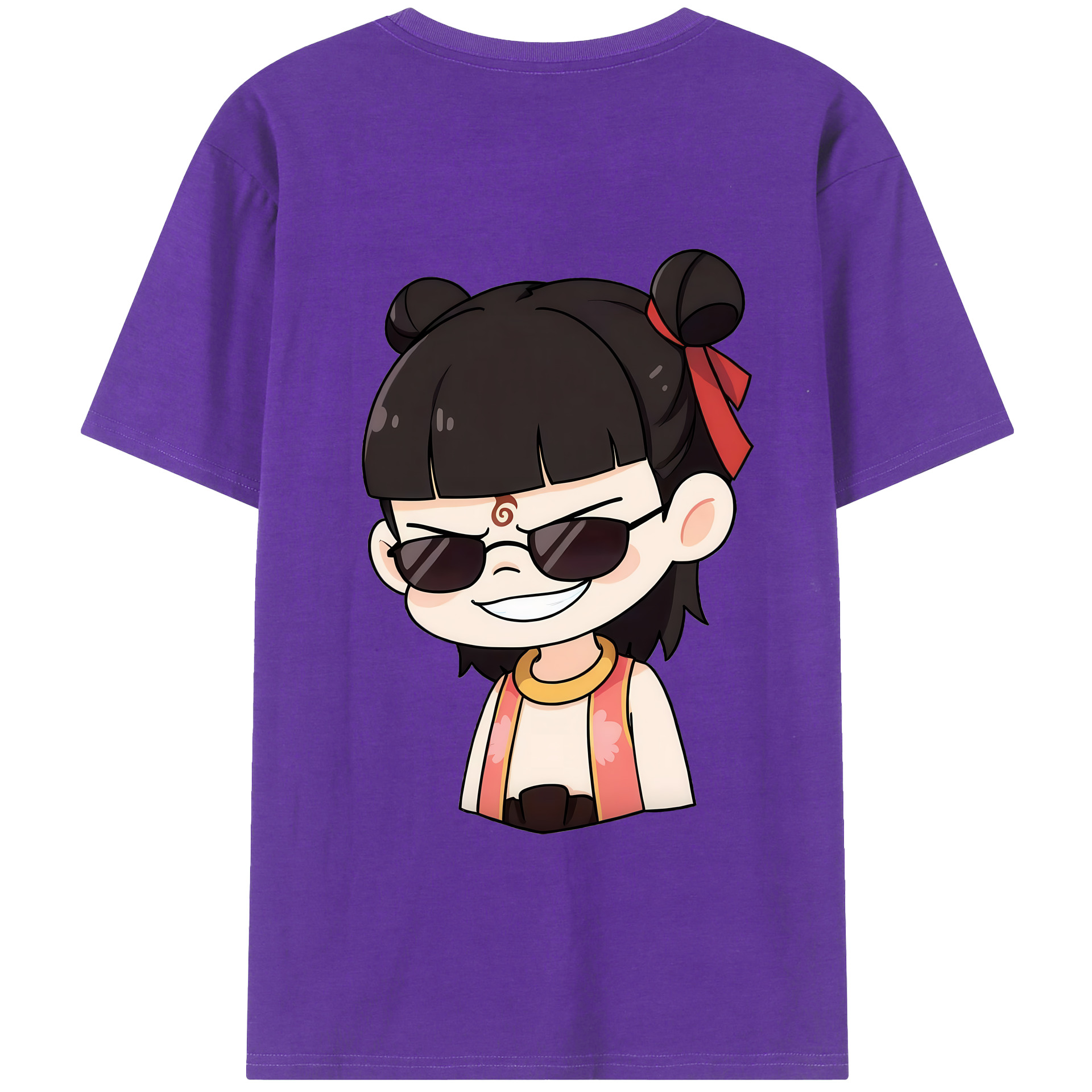 （画像用） Ne Zha 2 ナタ 魔童の大暴れ 綿100％半袖Tシャツ（背面プリント）