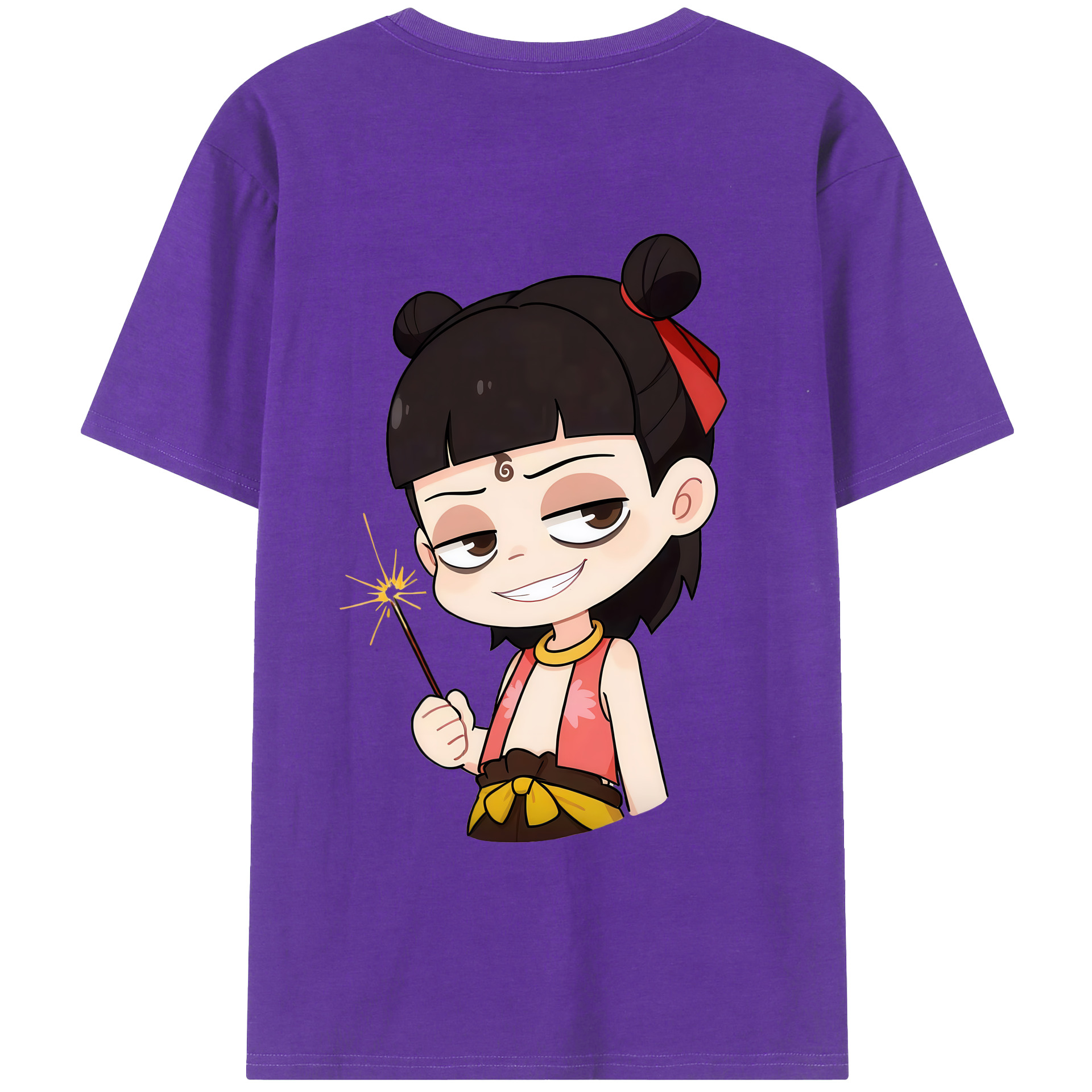 （画像用） Ne Zha 2 ナタ 魔童の大暴れ 綿100％半袖Tシャツ（背面プリント）