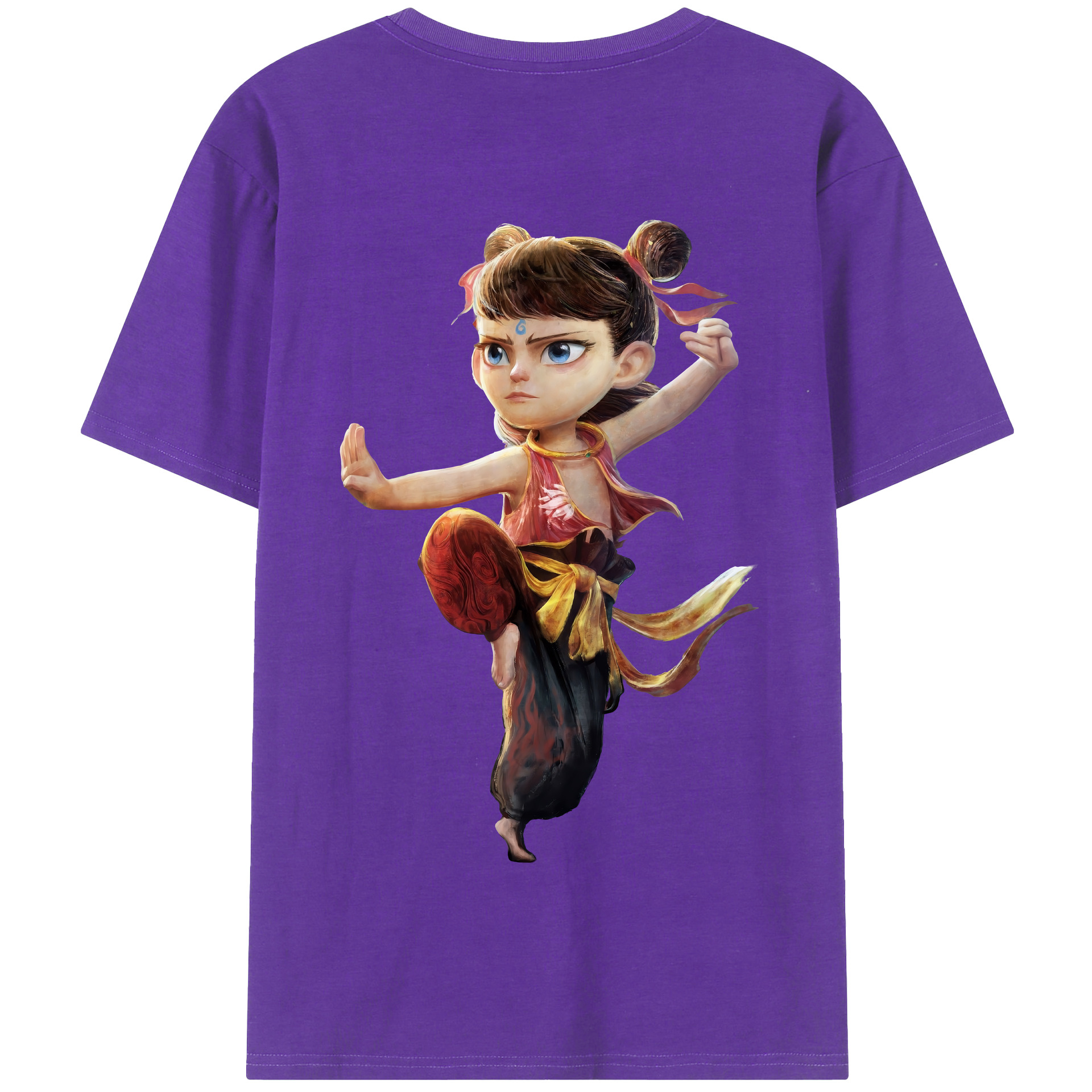 （画像用） Ne Zha 2 ナタ 魔童の大暴れ 綿100％半袖Tシャツ（背面プリント）