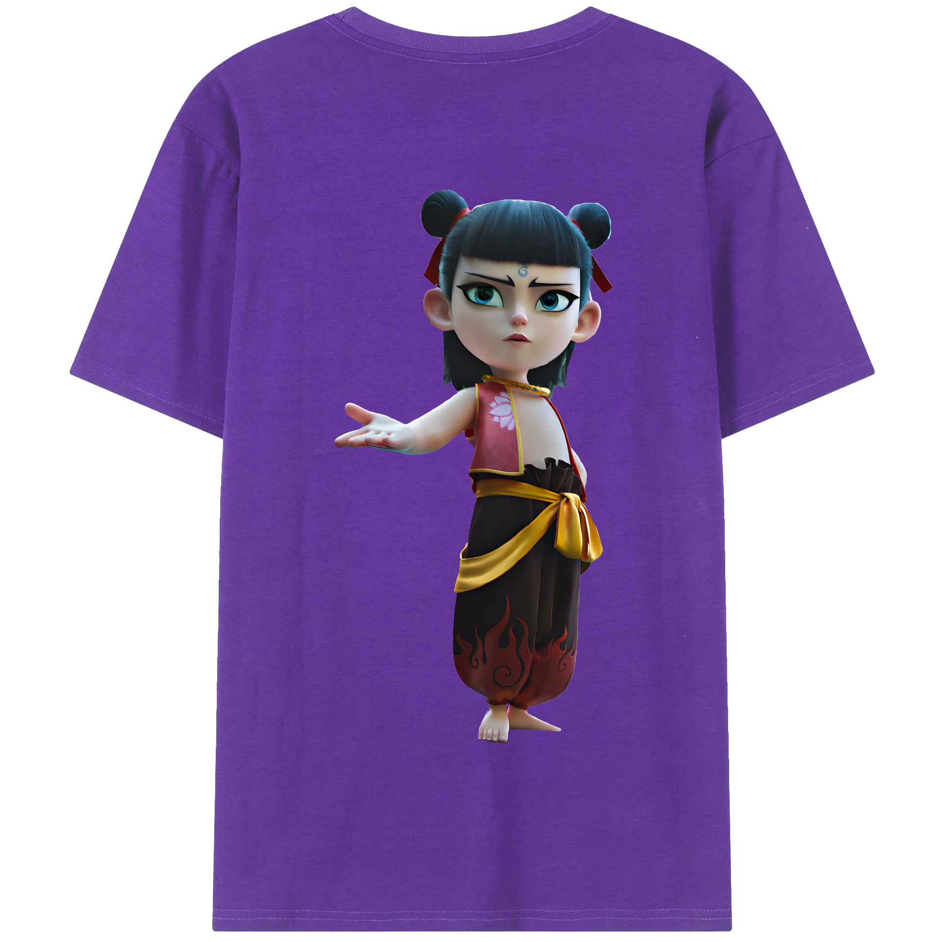 （画像用） Ne Zha 2 ナタ 魔童の大暴れ 綿100％半袖Tシャツ（背面プリント）