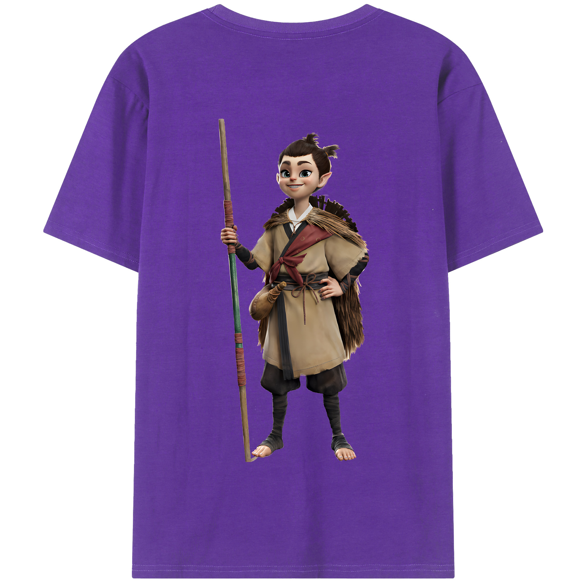 （画像用） Ne Zha 2 ナタ 魔童の大暴れ 綿100％半袖Tシャツ（背面プリント）