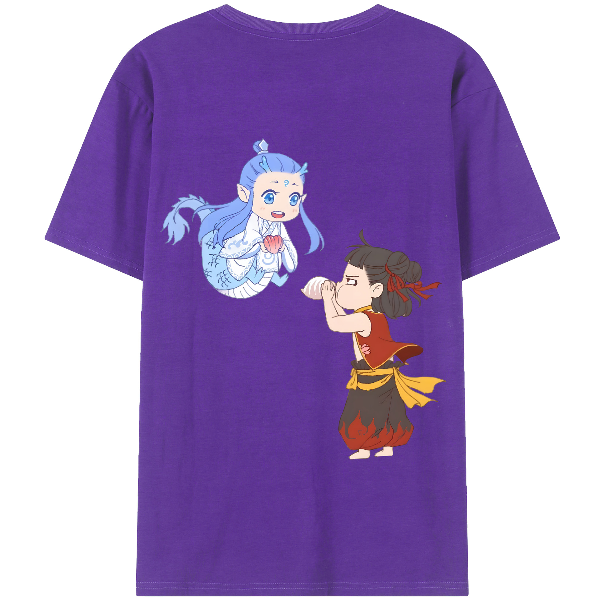 （画像用） Ne Zha 2 ナタ 魔童の大暴れ 綿100％半袖Tシャツ（背面プリント）