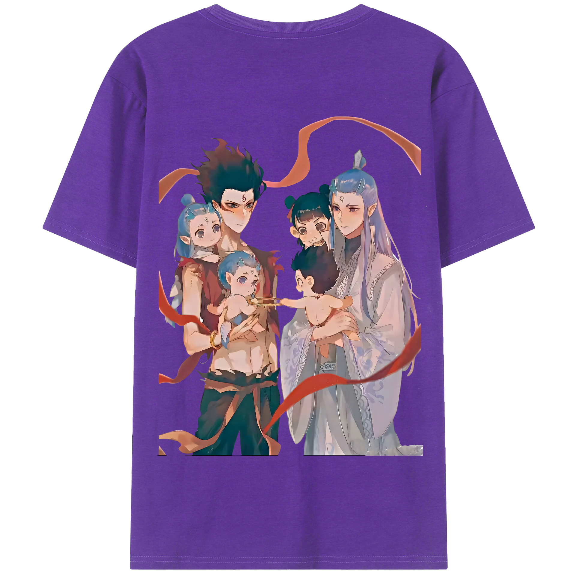 （画像用） Ne Zha 2 ナタ 魔童の大暴れ 綿100％半袖Tシャツ（背面プリント）