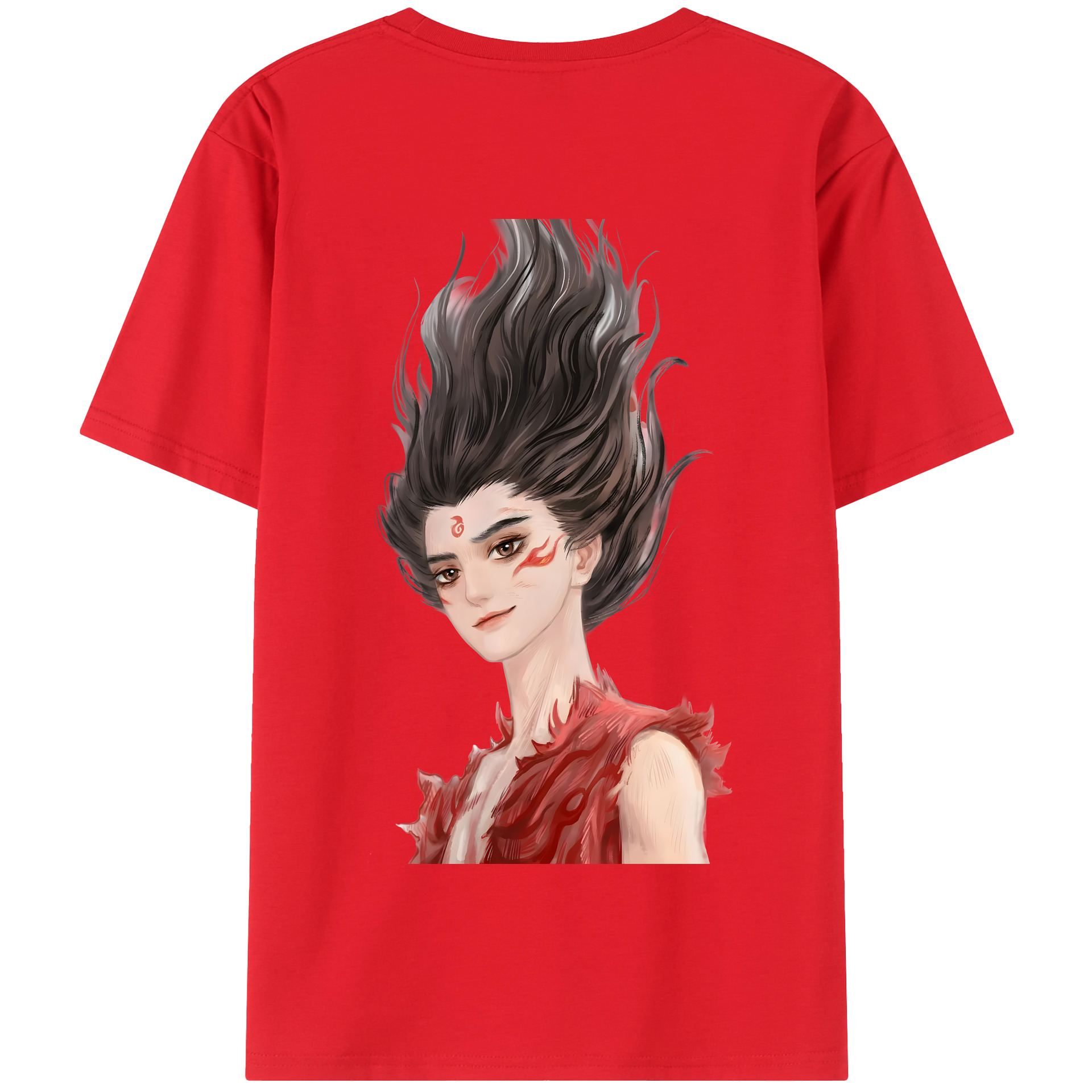 （画像用） Ne Zha 2 ナタ 魔童の大暴れ 綿100％半袖Tシャツ（背面プリント）
